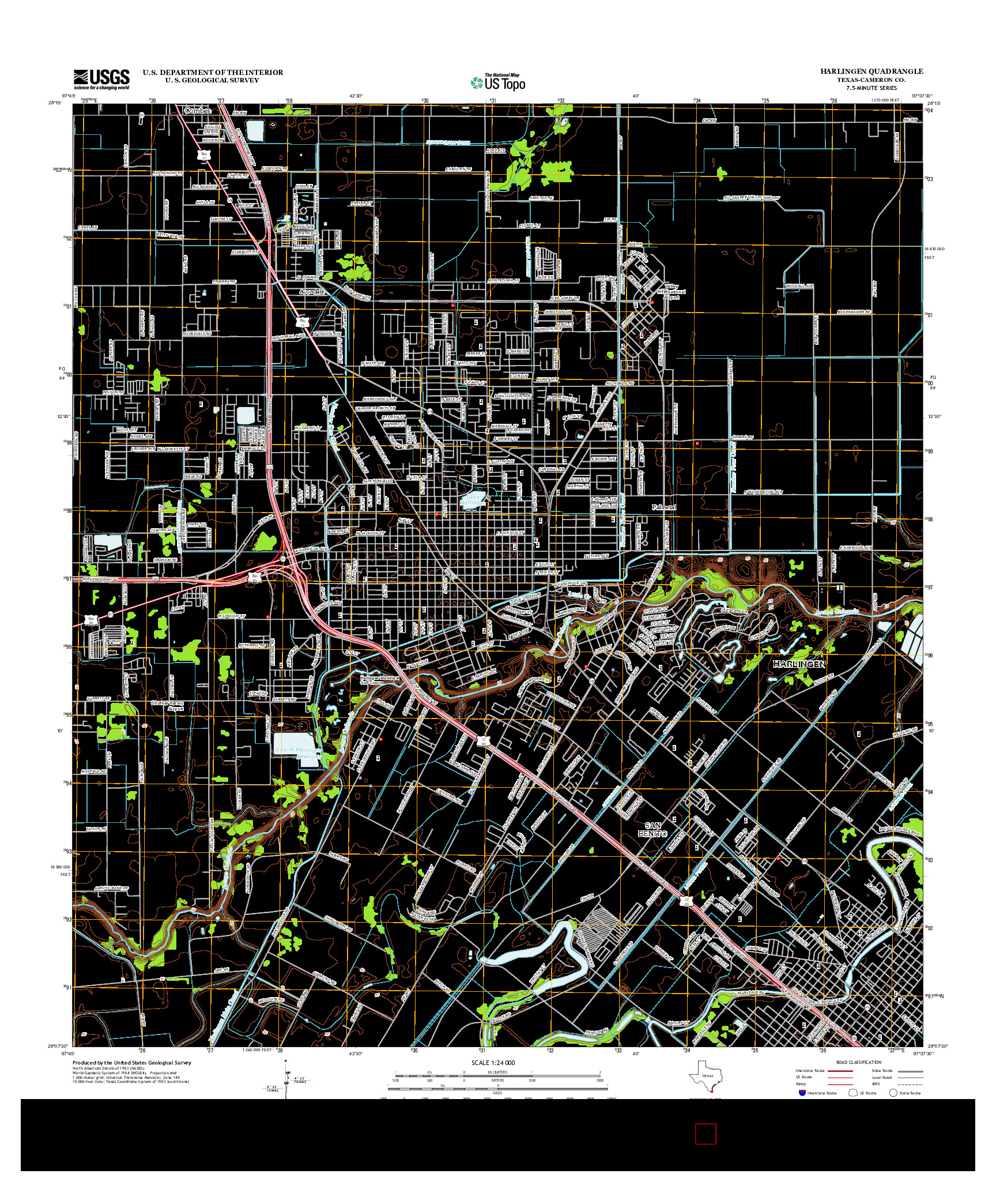 USGS US TOPO 7.5-MINUTE MAP FOR HARLINGEN, TX 2013