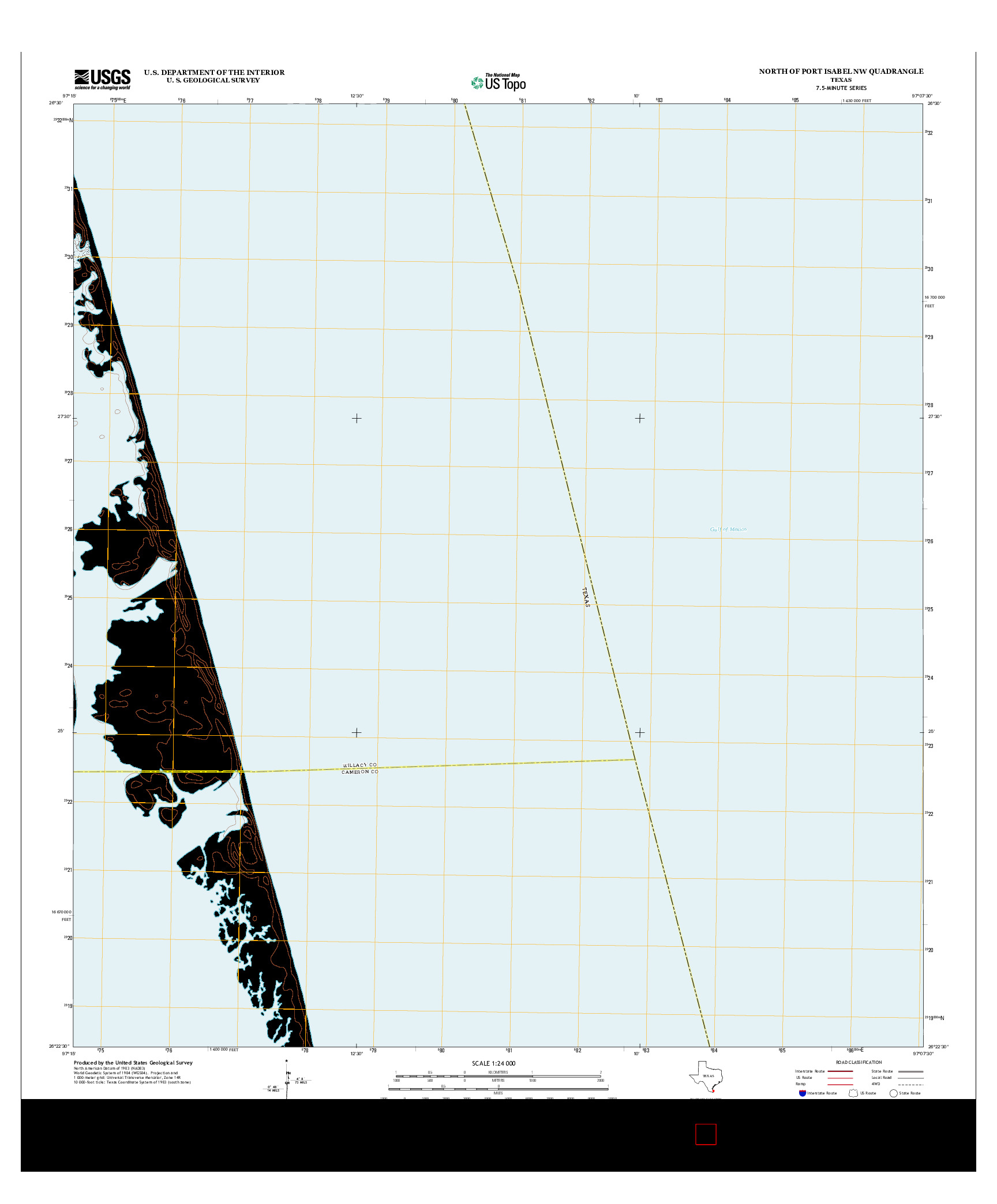 USGS US TOPO 7.5-MINUTE MAP FOR NORTH OF PORT ISABEL NW, TX 2013