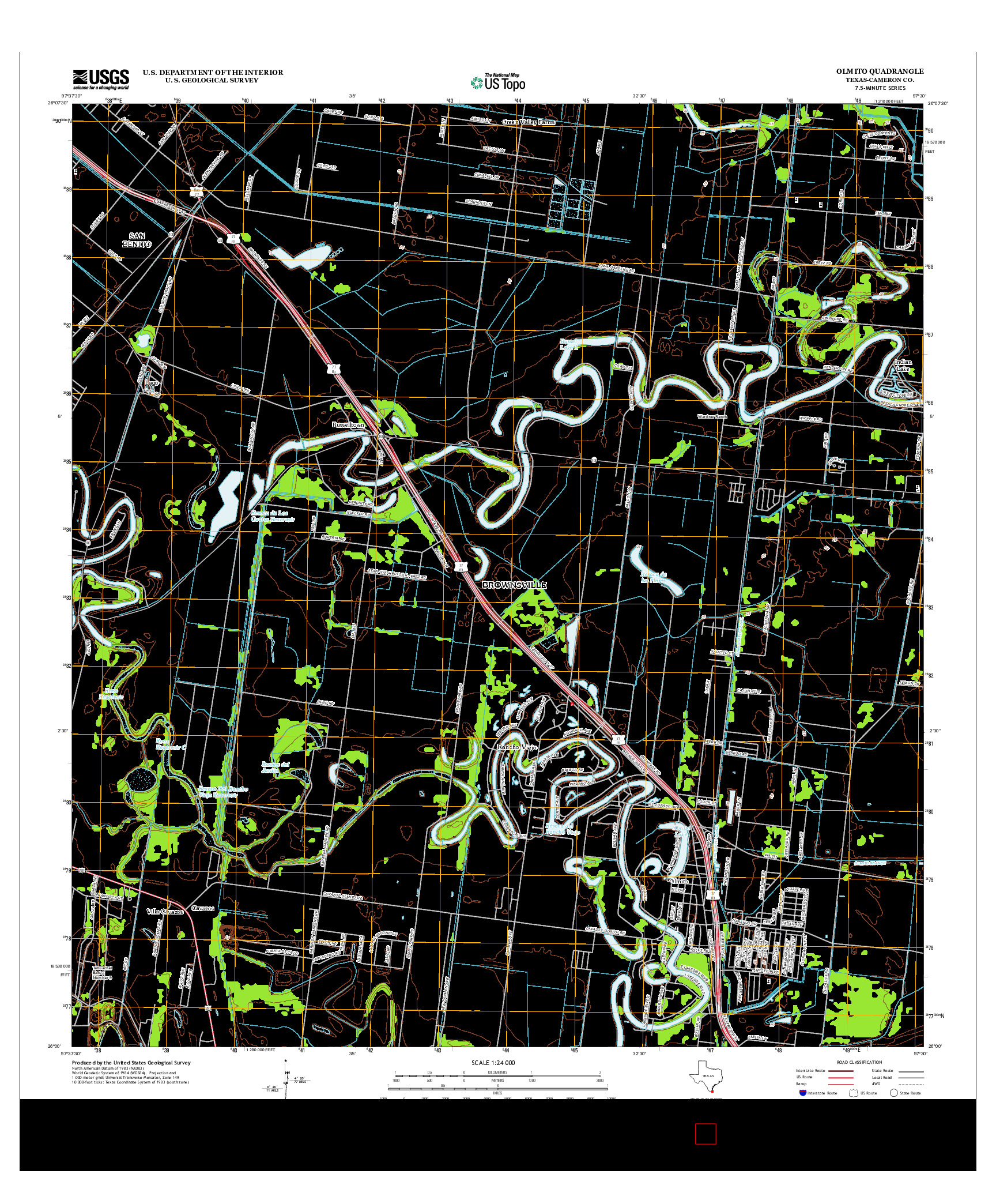 USGS US TOPO 7.5-MINUTE MAP FOR OLMITO, TX 2013