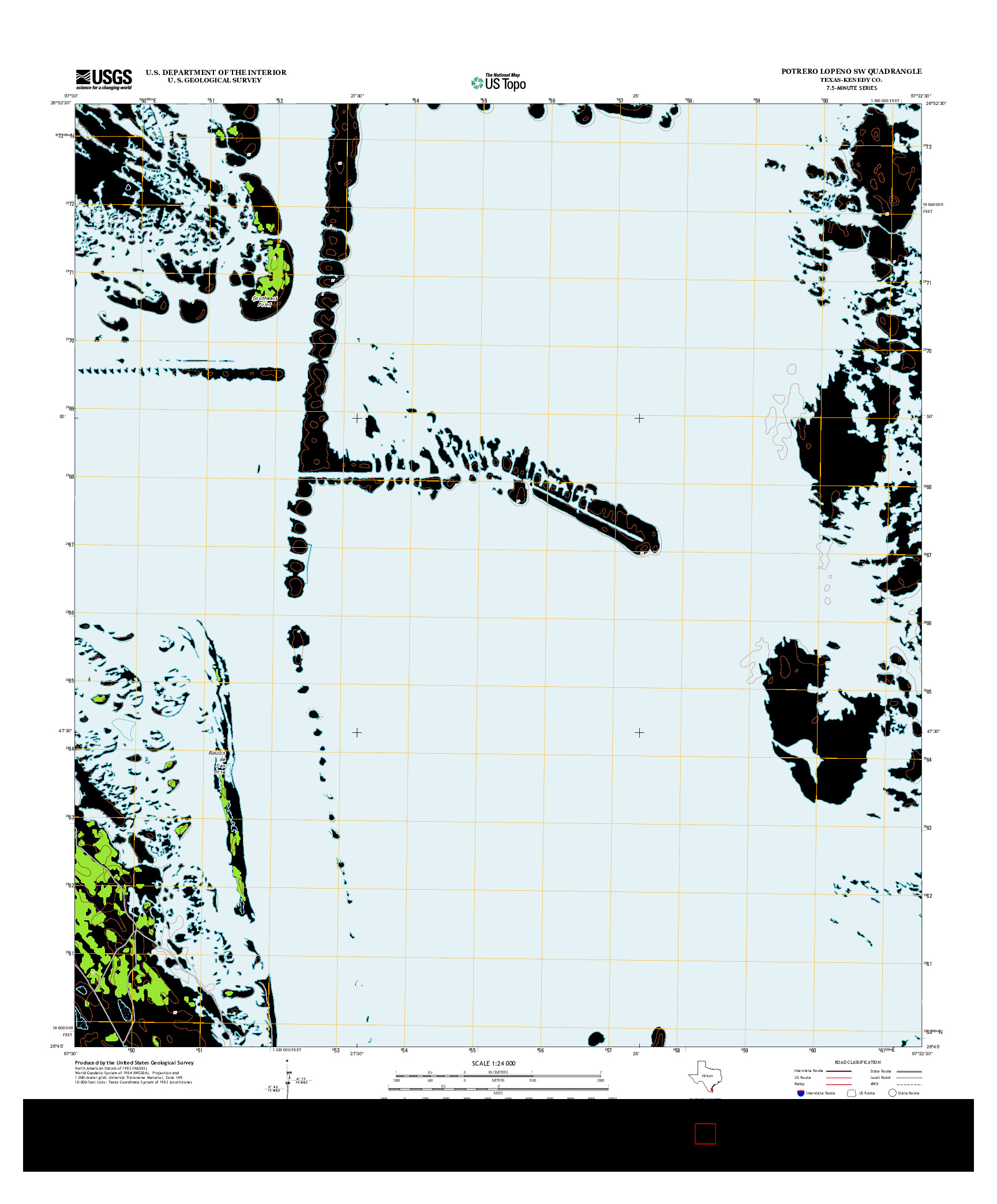 USGS US TOPO 7.5-MINUTE MAP FOR POTRERO LOPENO SW, TX 2013