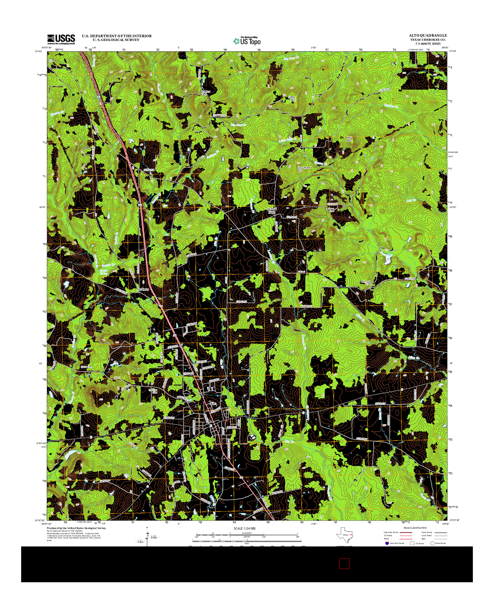 USGS US TOPO 7.5-MINUTE MAP FOR ALTO, TX 2013