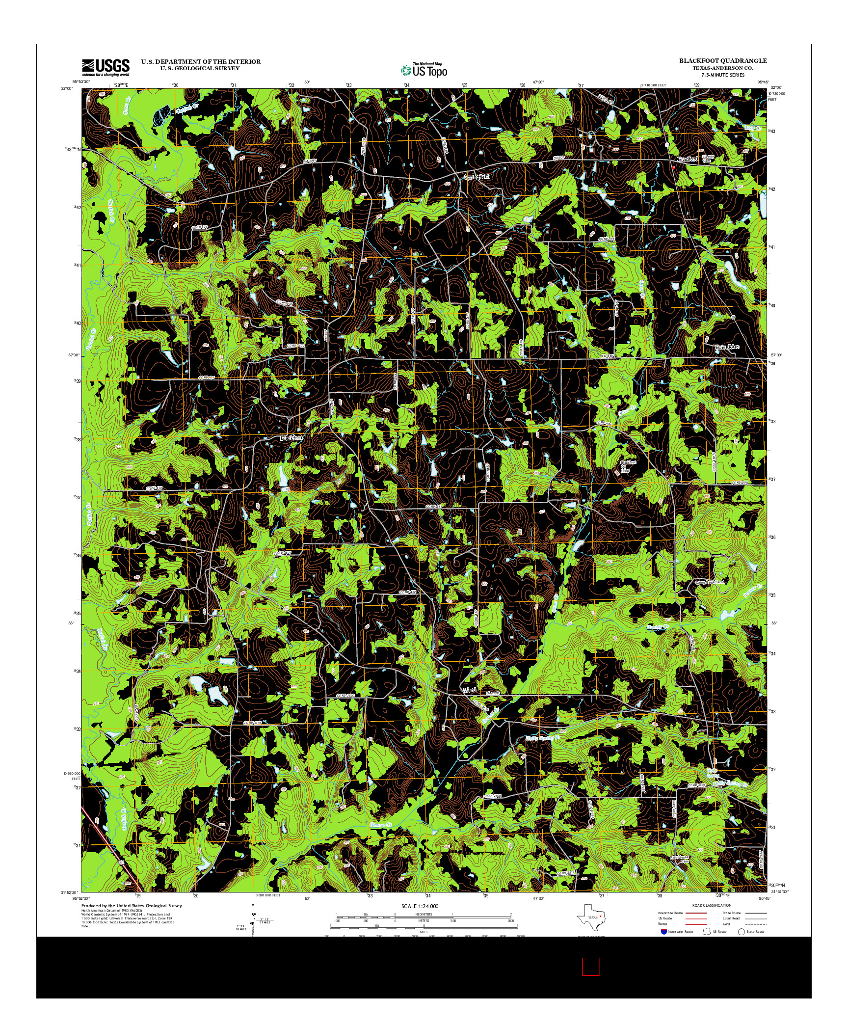 USGS US TOPO 7.5-MINUTE MAP FOR BLACKFOOT, TX 2013