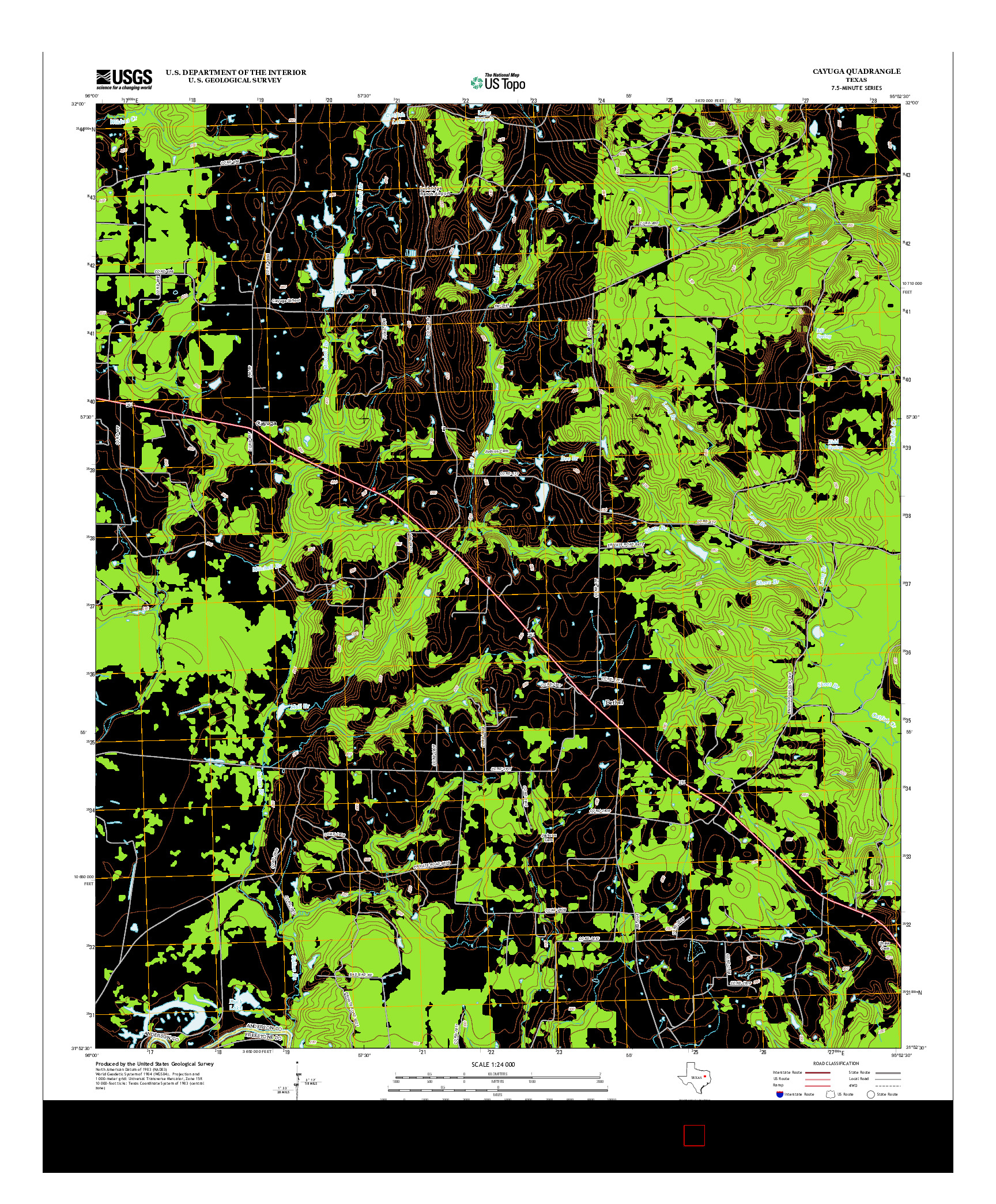 USGS US TOPO 7.5-MINUTE MAP FOR CAYUGA, TX 2013