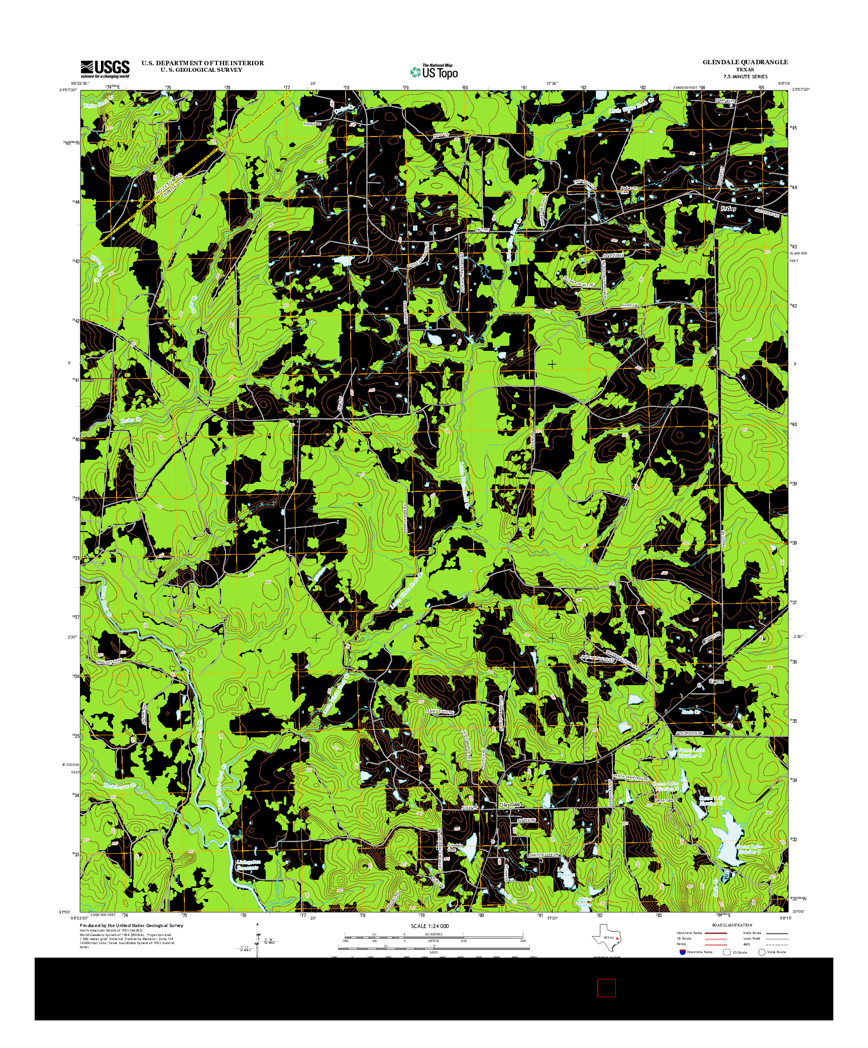 USGS US TOPO 7.5-MINUTE MAP FOR GLENDALE, TX 2013