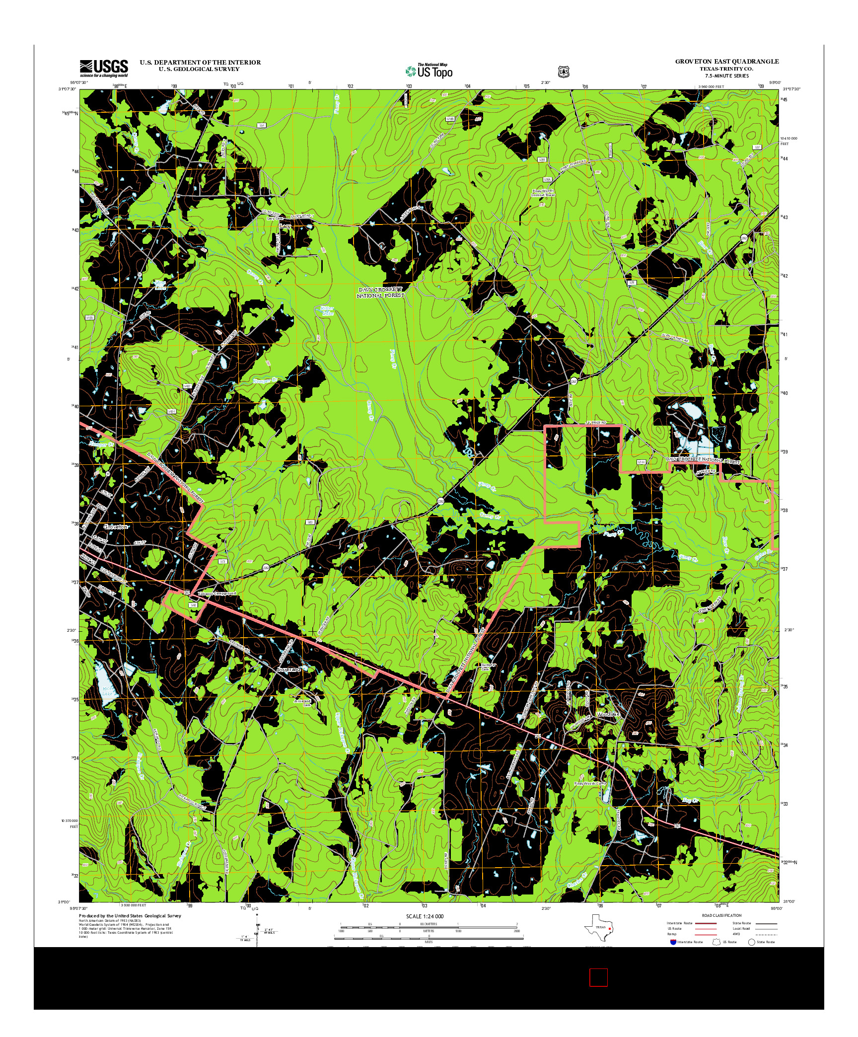 USGS US TOPO 7.5-MINUTE MAP FOR GROVETON EAST, TX 2013