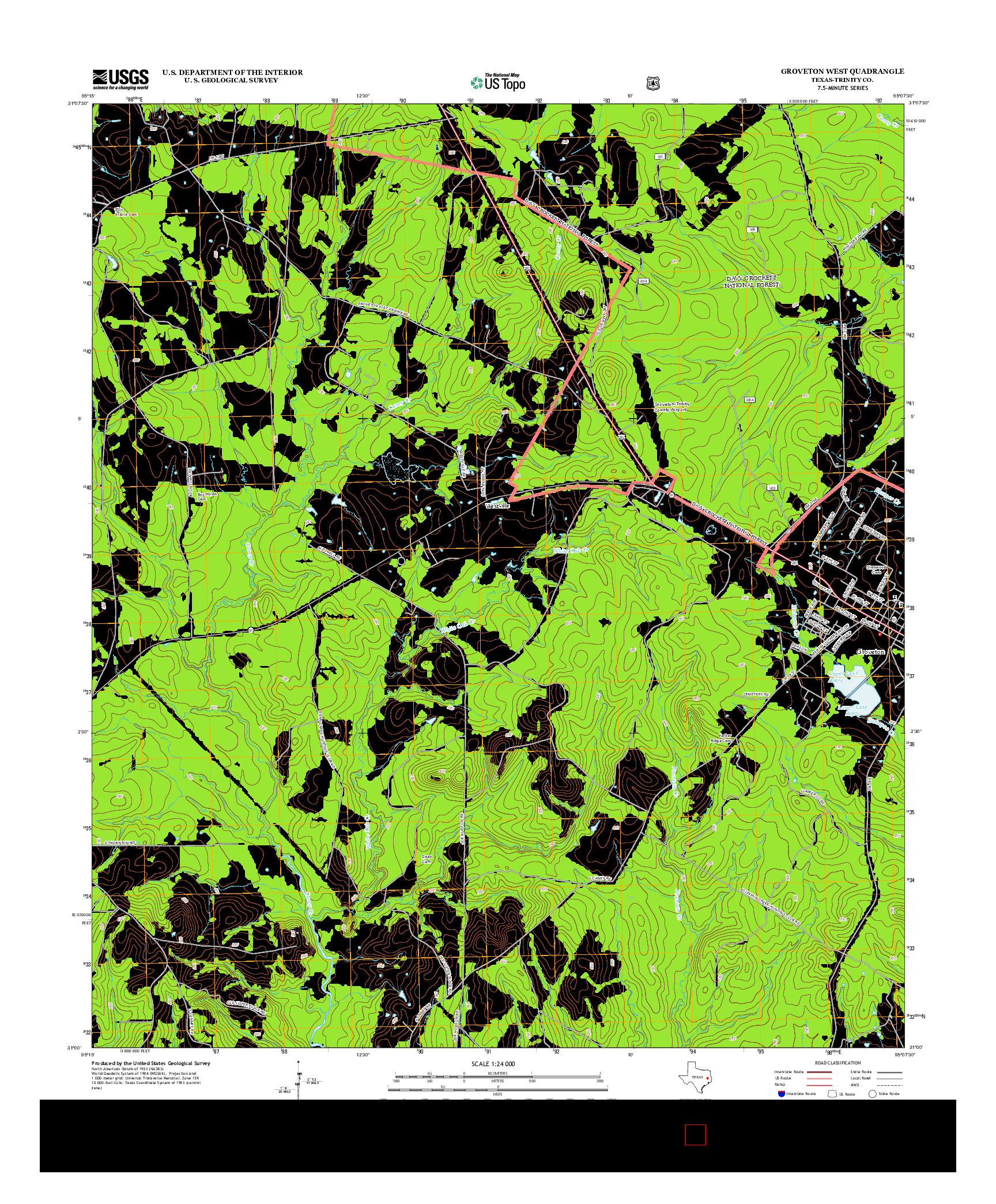 USGS US TOPO 7.5-MINUTE MAP FOR GROVETON WEST, TX 2013