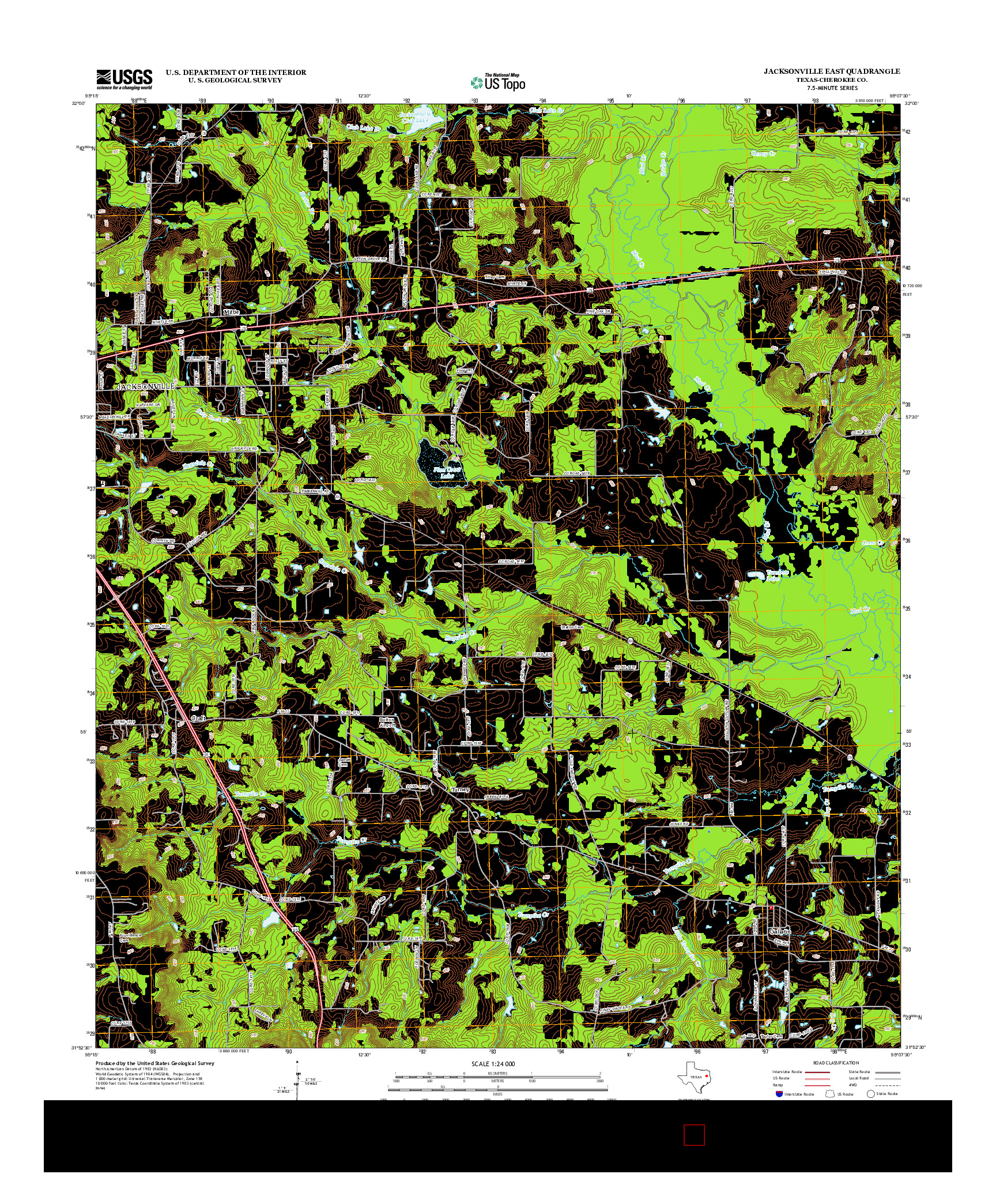 USGS US TOPO 7.5-MINUTE MAP FOR JACKSONVILLE EAST, TX 2013