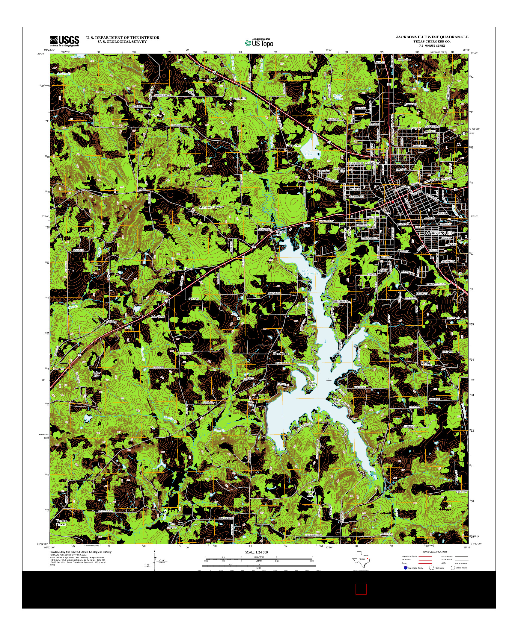 USGS US TOPO 7.5-MINUTE MAP FOR JACKSONVILLE WEST, TX 2013