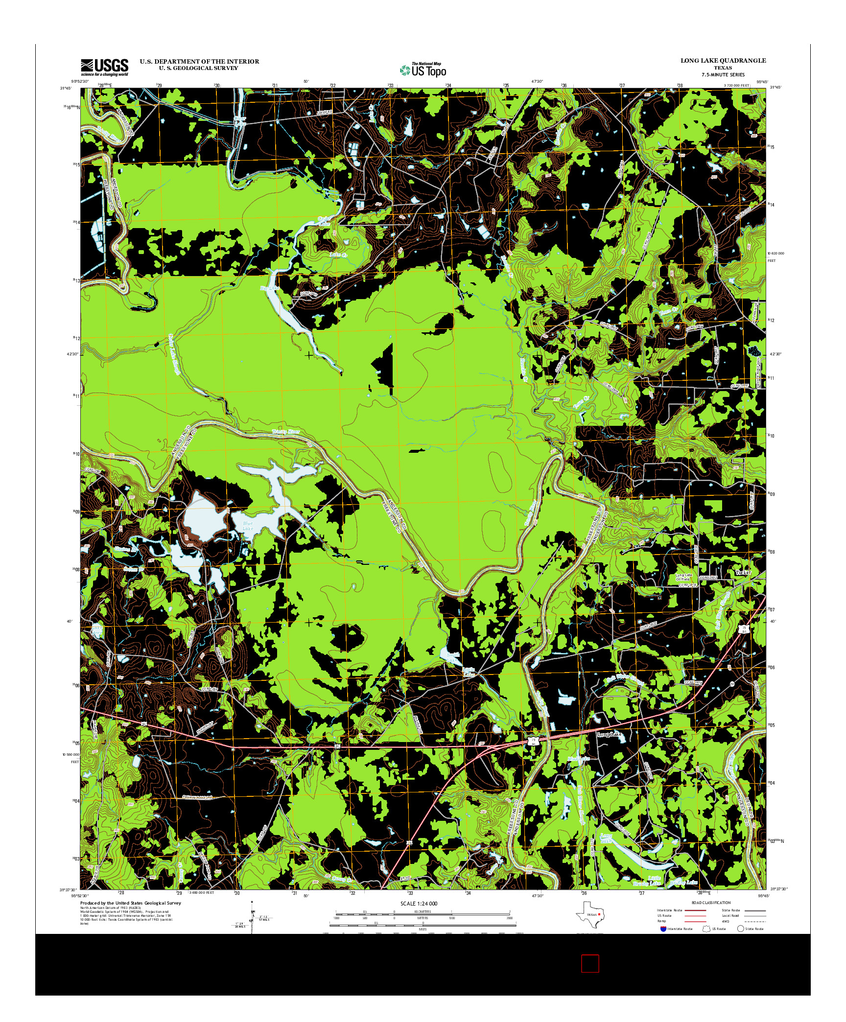 USGS US TOPO 7.5-MINUTE MAP FOR LONG LAKE, TX 2013