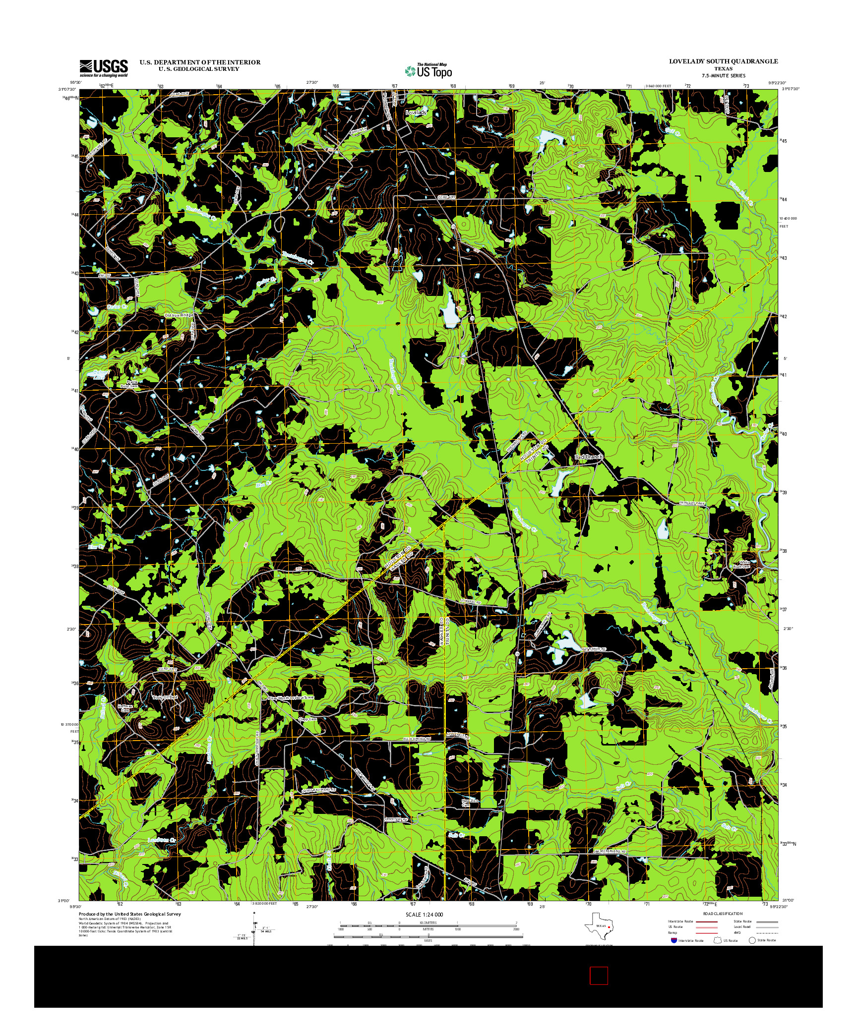 USGS US TOPO 7.5-MINUTE MAP FOR LOVELADY SOUTH, TX 2013