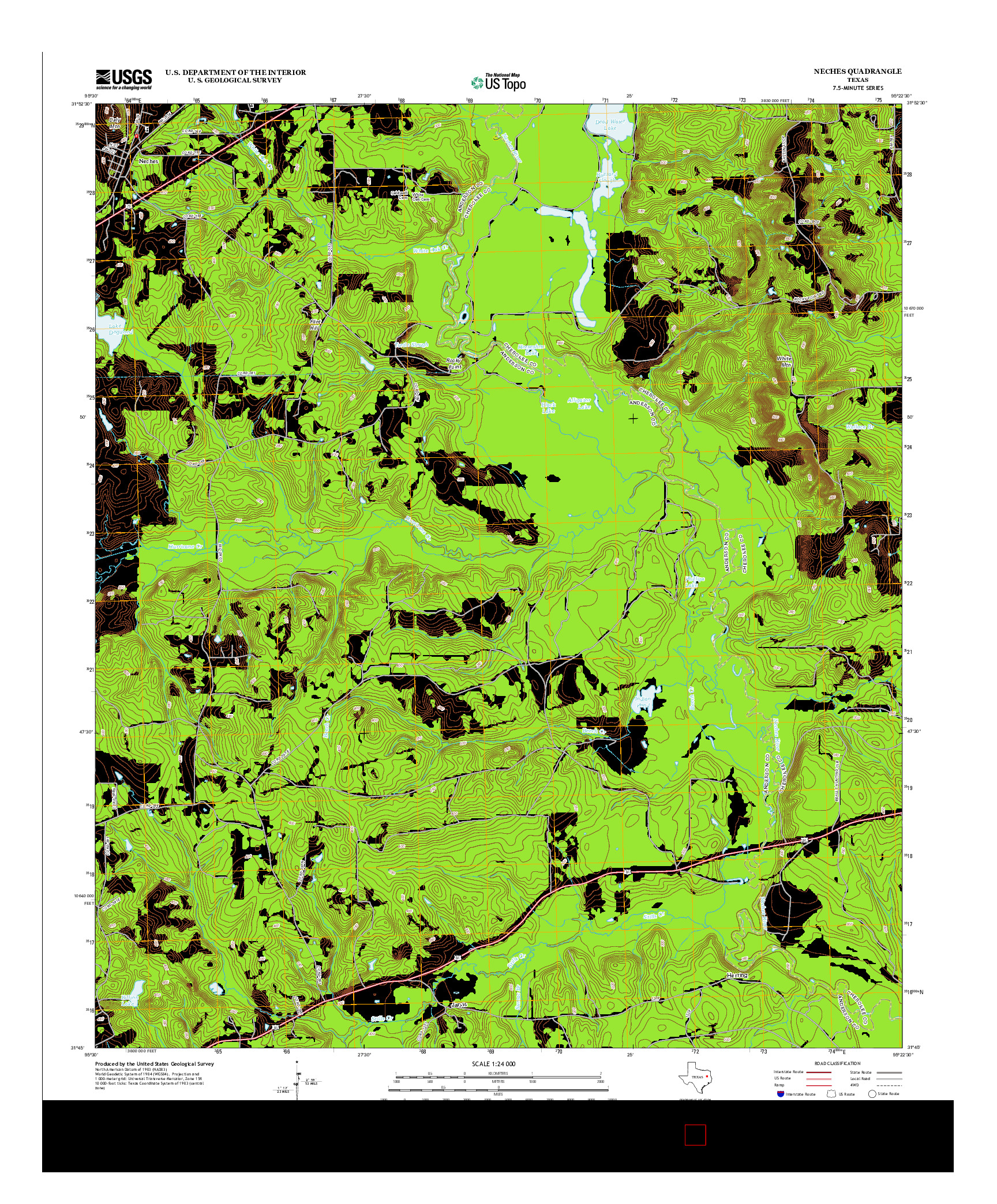 USGS US TOPO 7.5-MINUTE MAP FOR NECHES, TX 2013