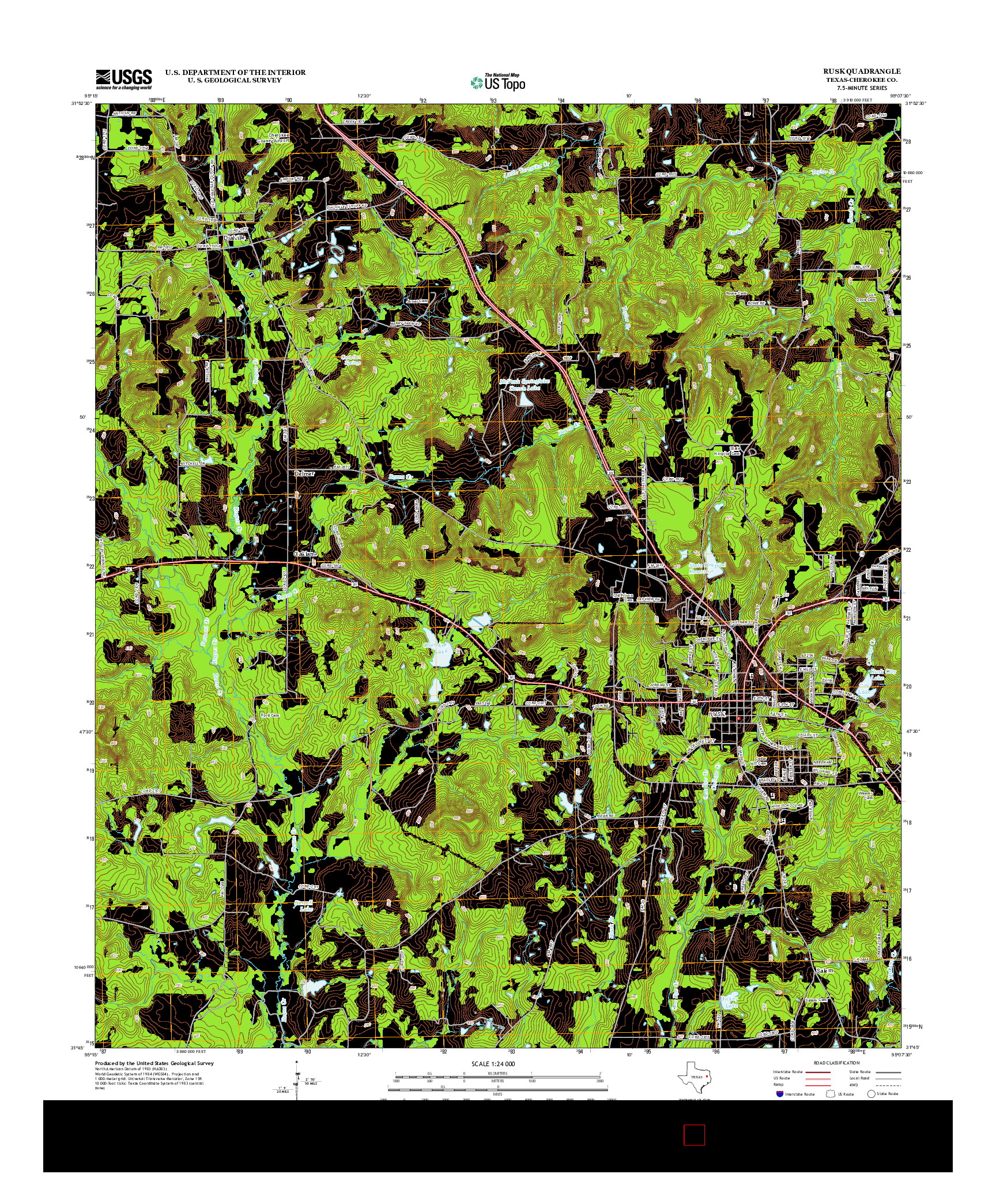 USGS US TOPO 7.5-MINUTE MAP FOR RUSK, TX 2013