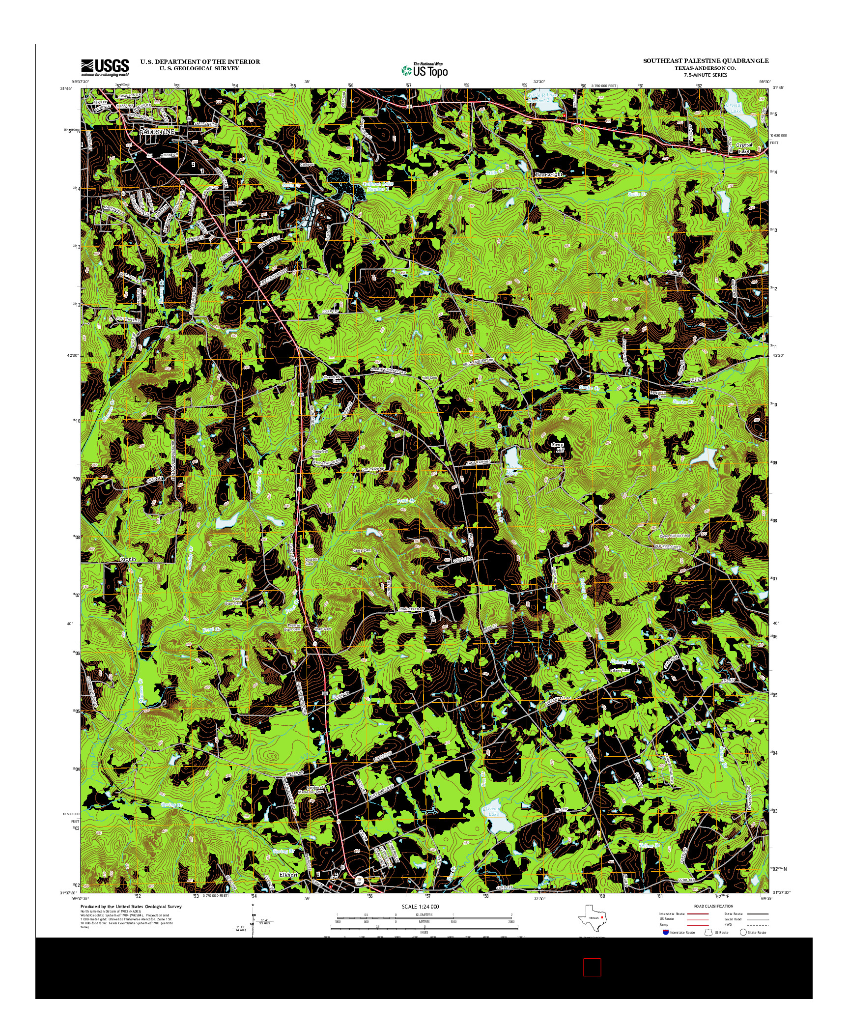 USGS US TOPO 7.5-MINUTE MAP FOR SOUTHEAST PALESTINE, TX 2013