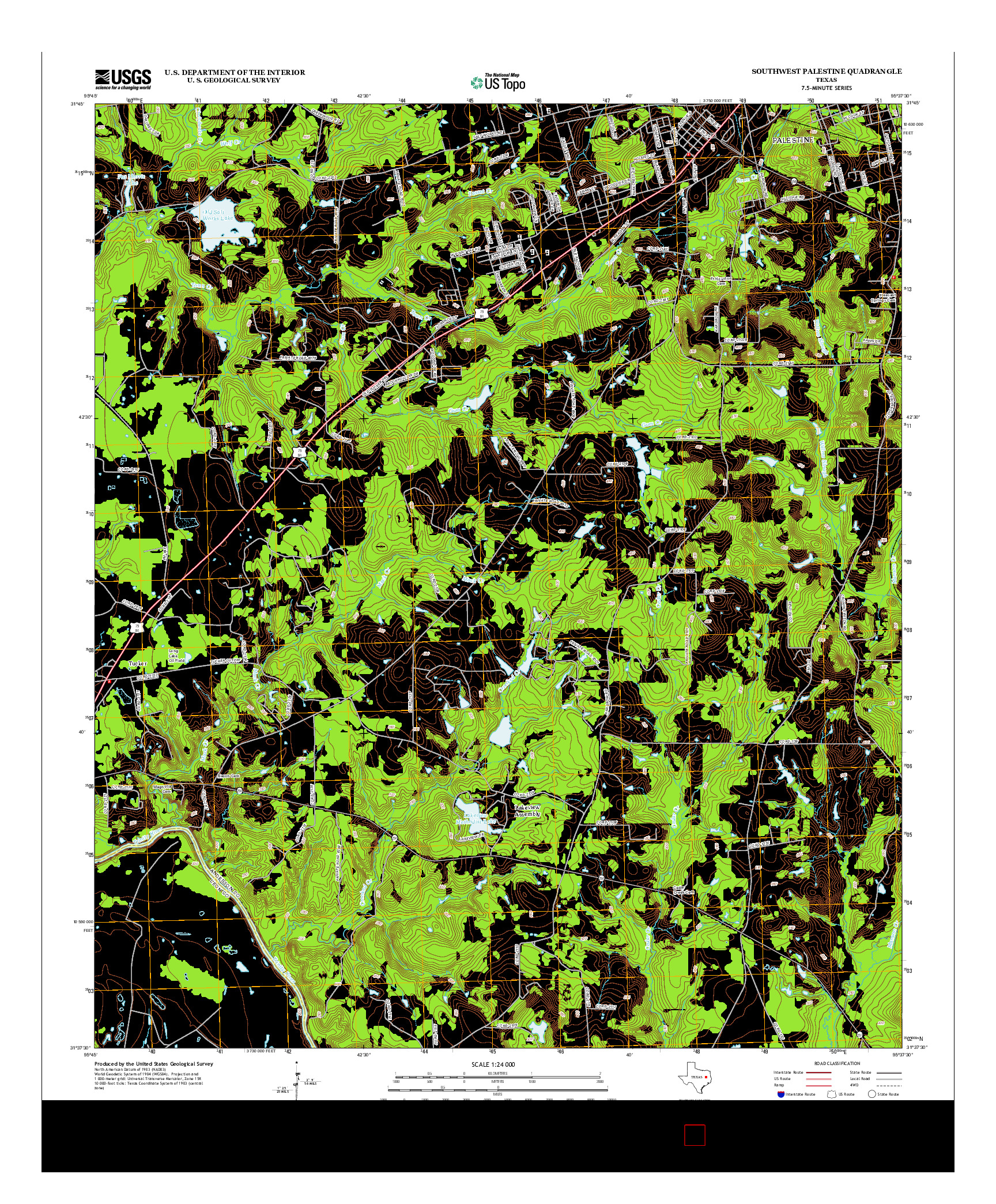 USGS US TOPO 7.5-MINUTE MAP FOR SOUTHWEST PALESTINE, TX 2013