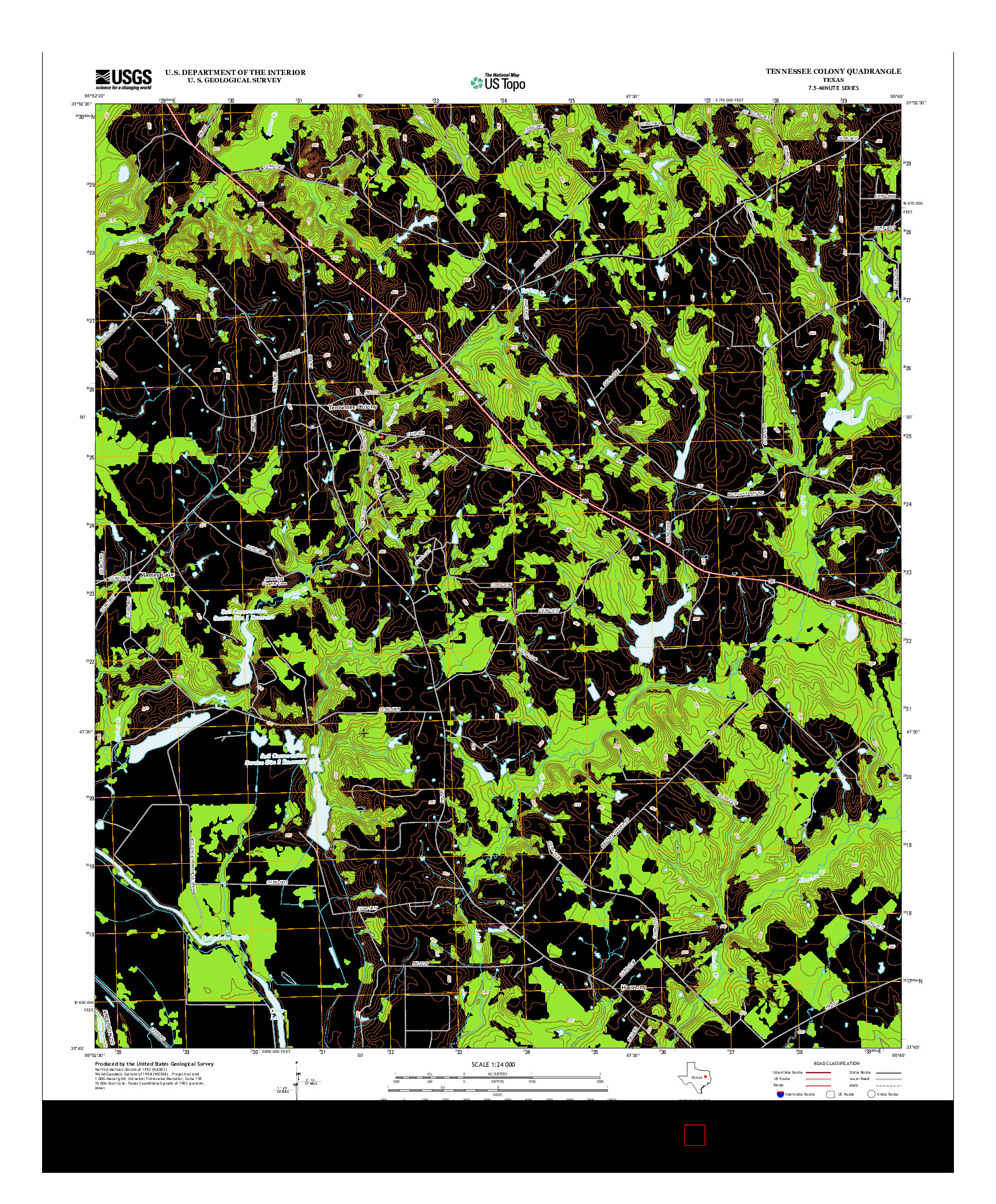 USGS US TOPO 7.5-MINUTE MAP FOR TENNESSEE COLONY, TX 2013