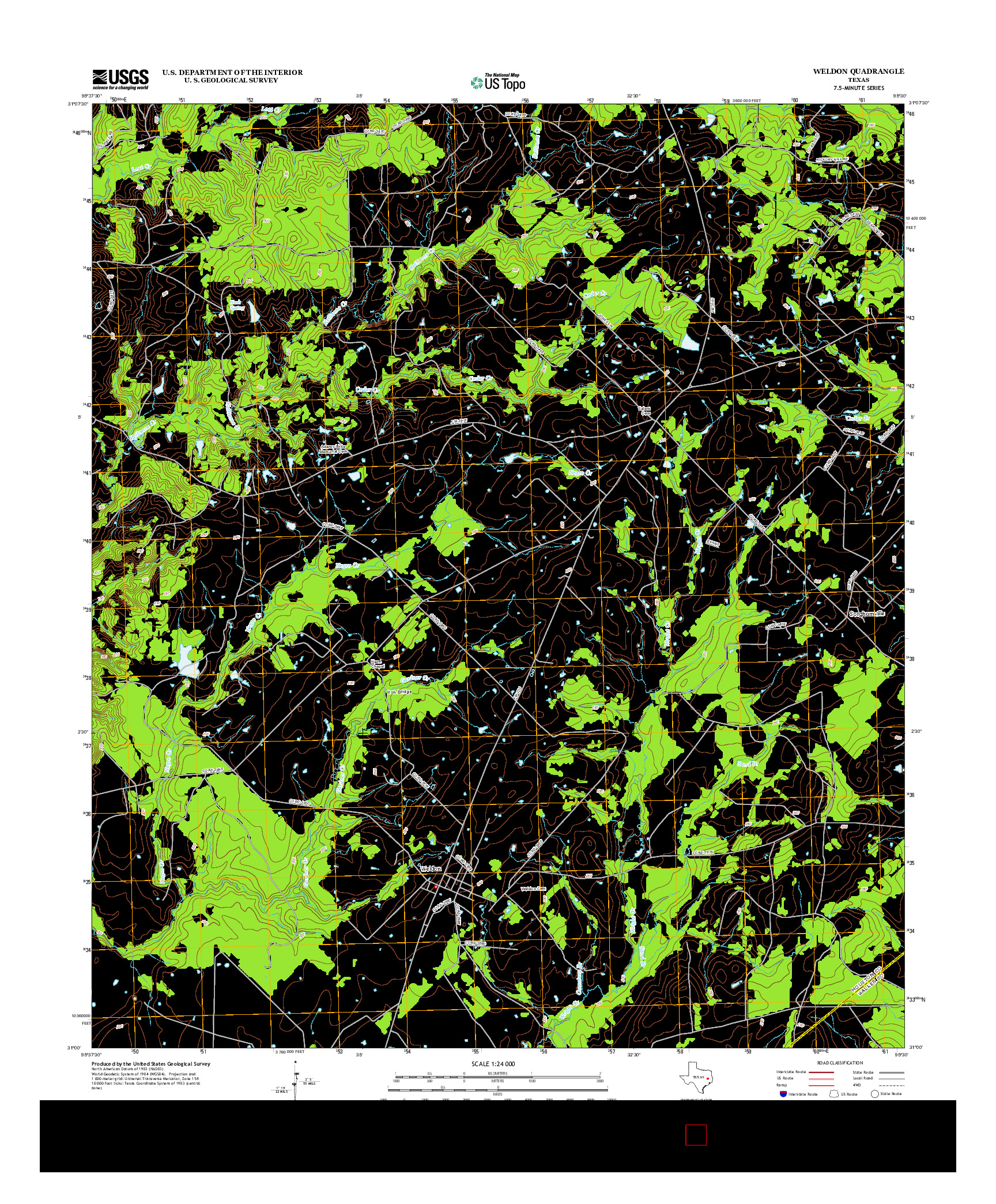 USGS US TOPO 7.5-MINUTE MAP FOR WELDON, TX 2013