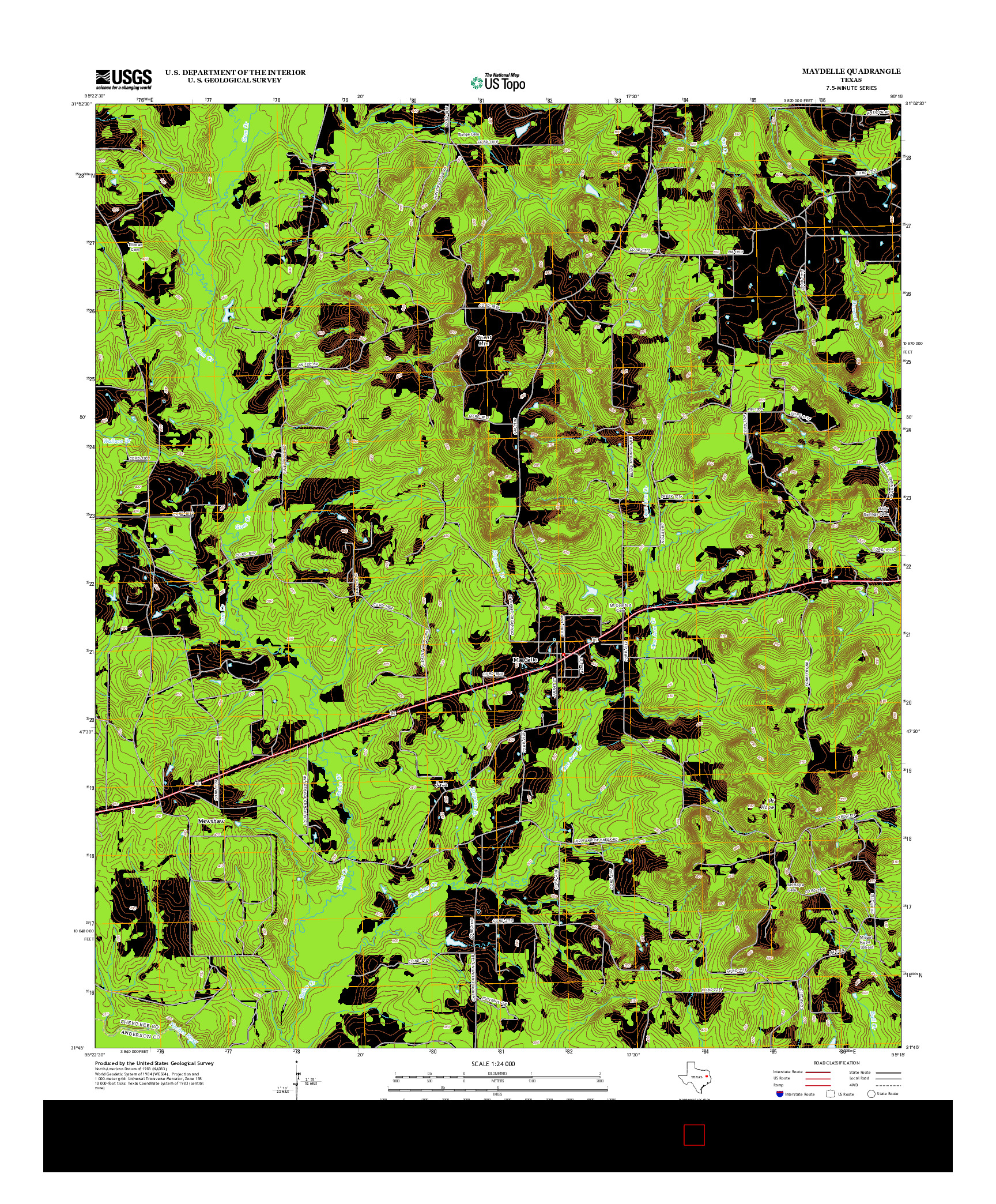 USGS US TOPO 7.5-MINUTE MAP FOR MAYDELLE, TX 2013