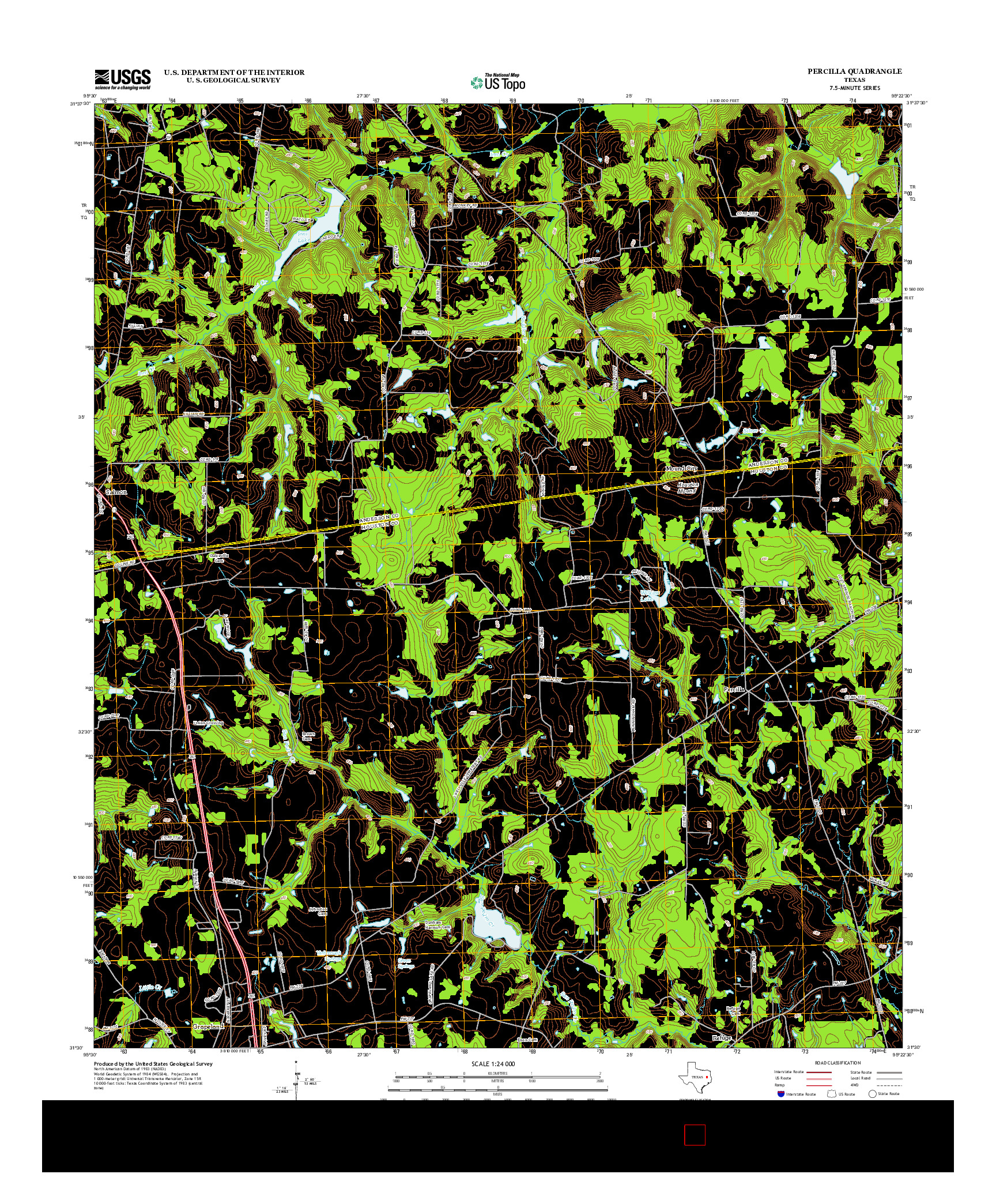 USGS US TOPO 7.5-MINUTE MAP FOR PERCILLA, TX 2013