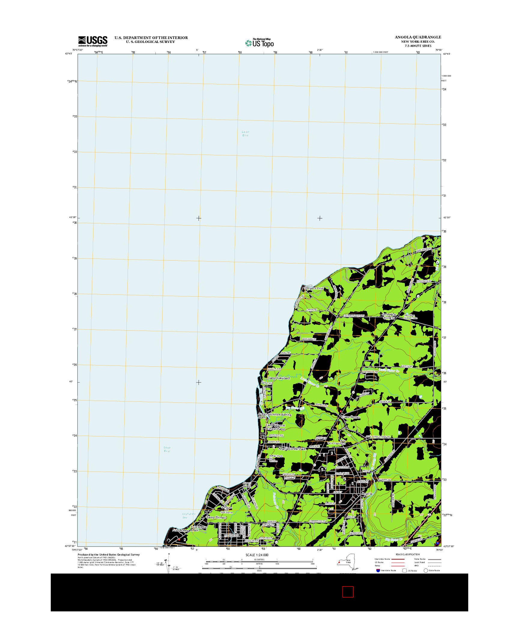 USGS US TOPO 7.5-MINUTE MAP FOR ANGOLA, NY 2013