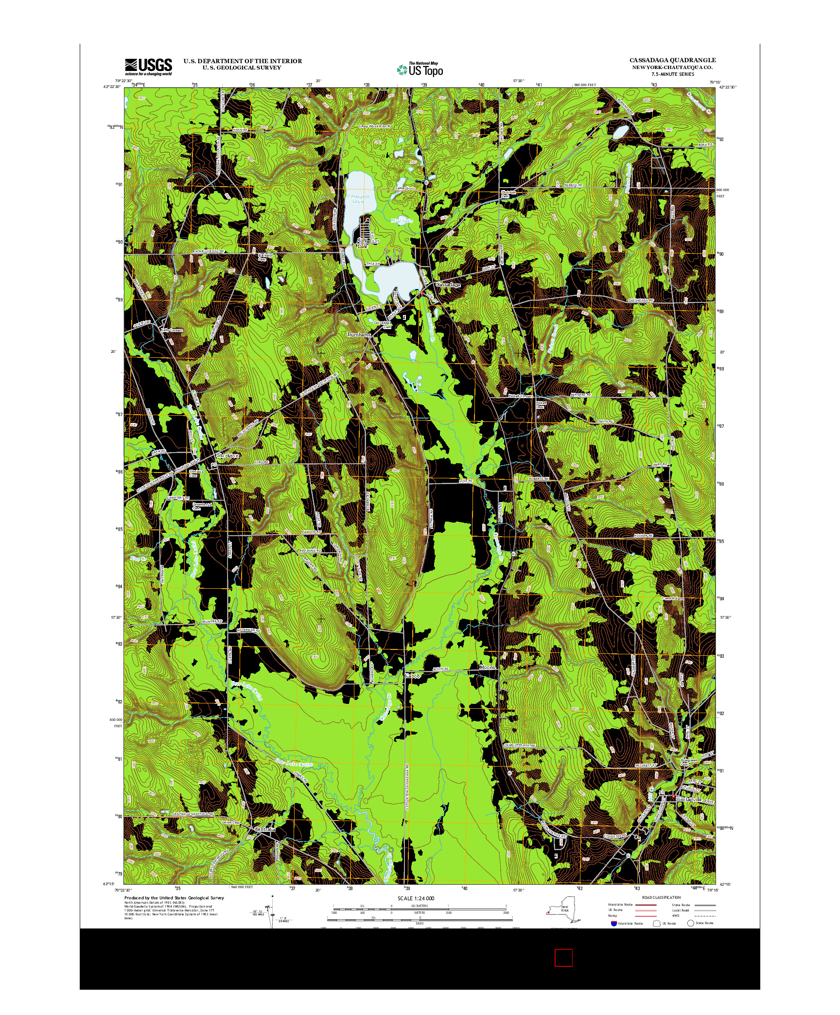 USGS US TOPO 7.5-MINUTE MAP FOR CASSADAGA, NY 2013