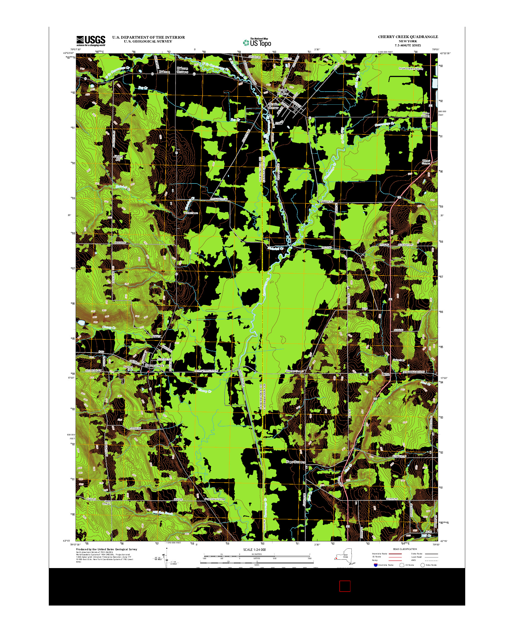 USGS US TOPO 7.5-MINUTE MAP FOR CHERRY CREEK, NY 2013