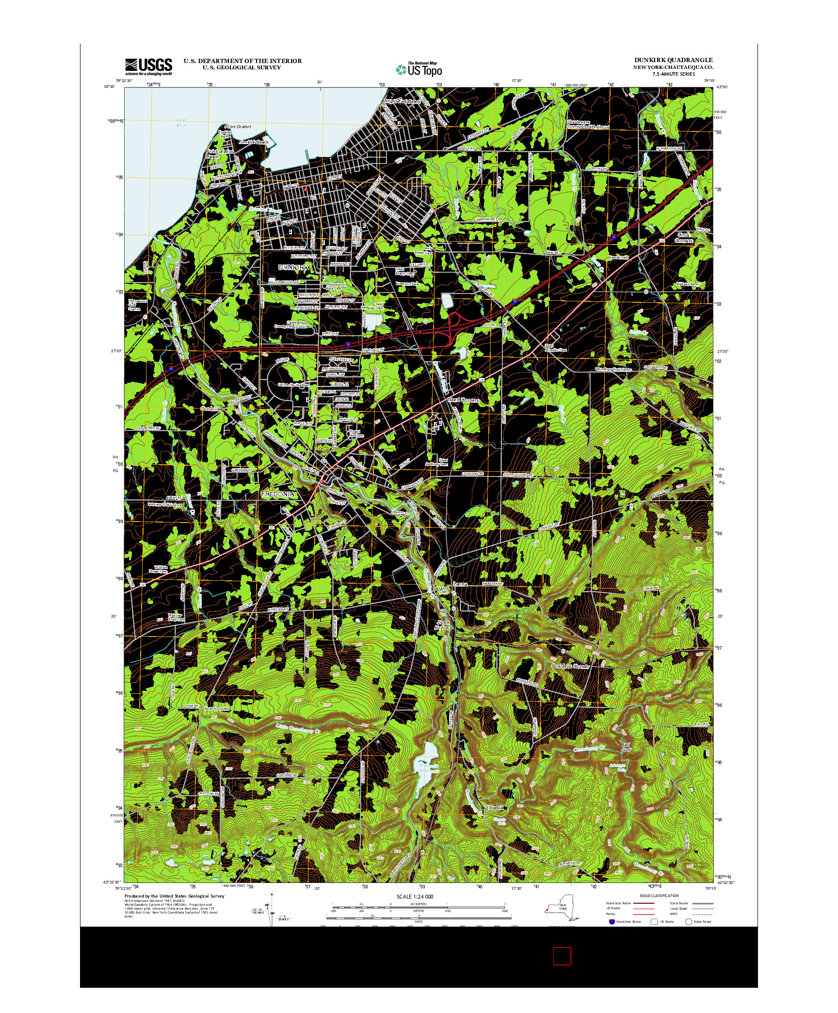 USGS US TOPO 7.5-MINUTE MAP FOR DUNKIRK, NY 2013
