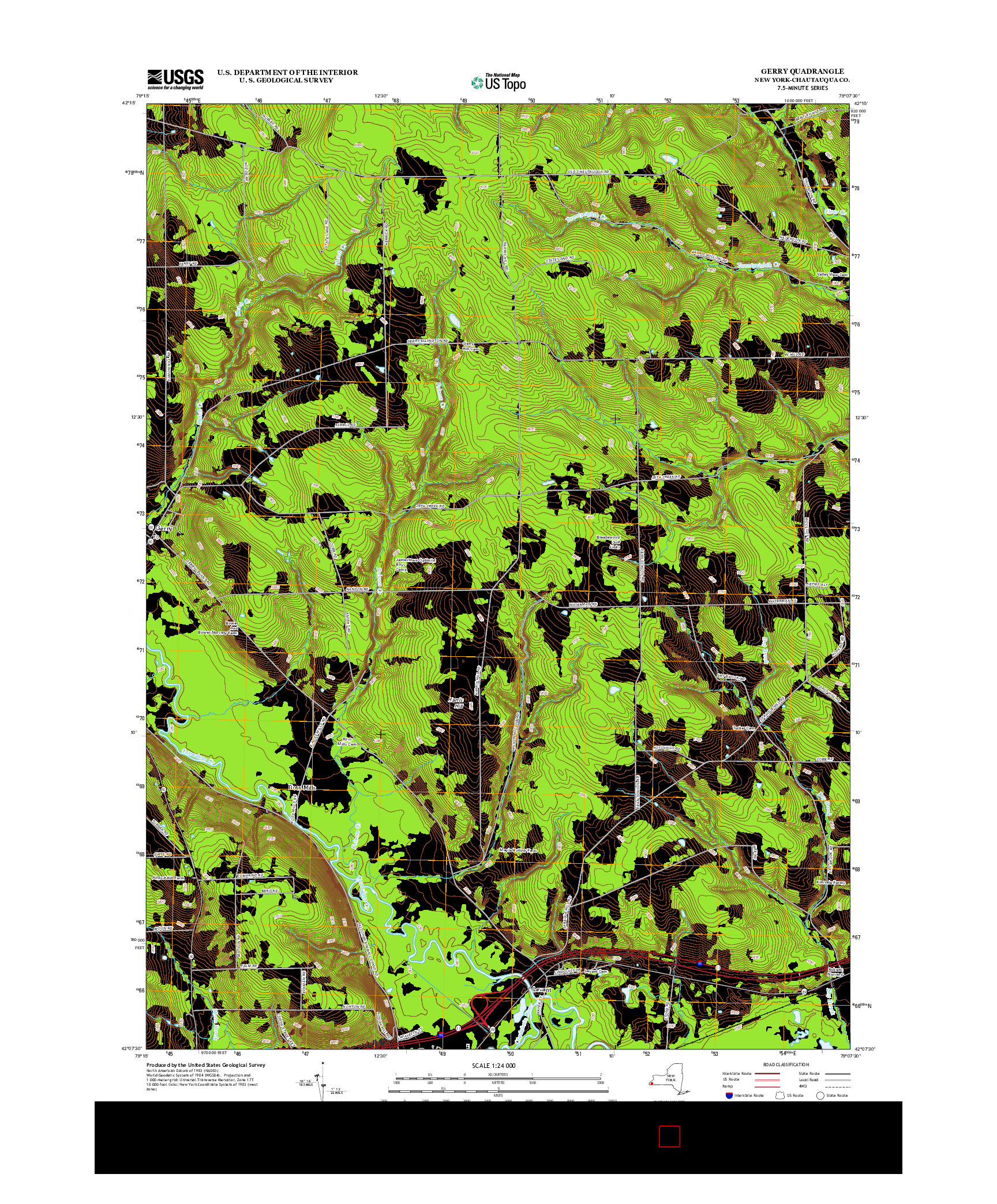 USGS US TOPO 7.5-MINUTE MAP FOR GERRY, NY 2013