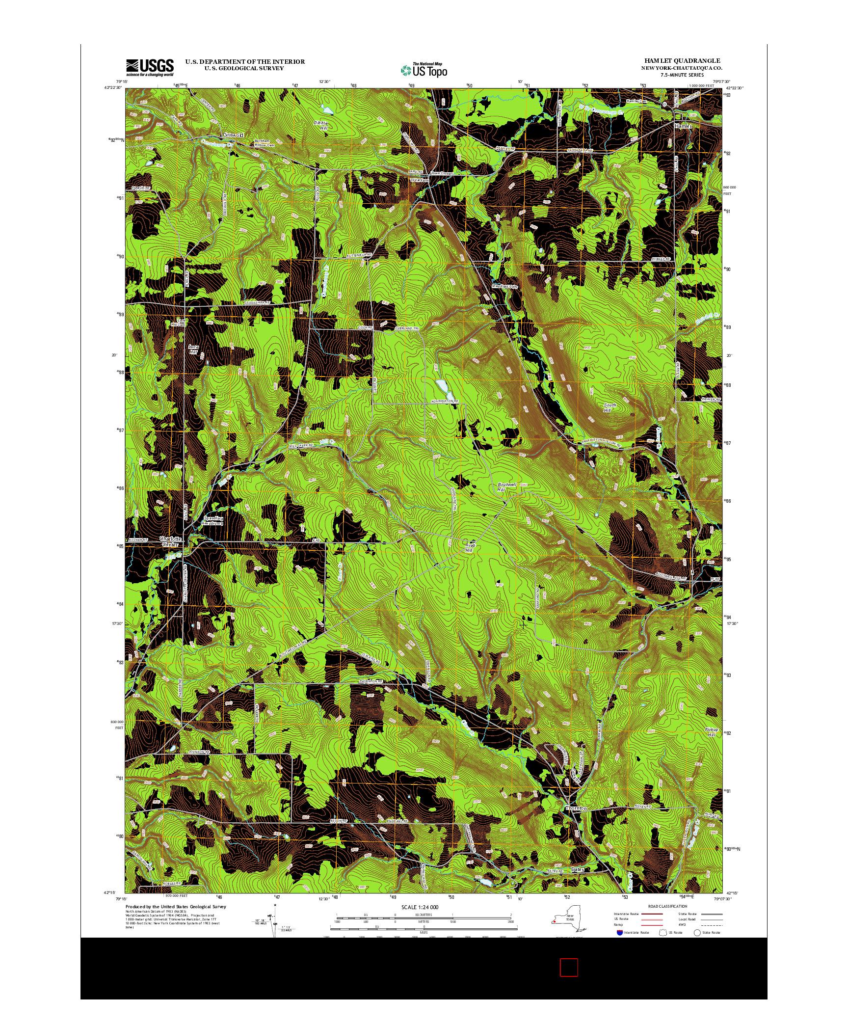 USGS US TOPO 7.5-MINUTE MAP FOR HAMLET, NY 2013
