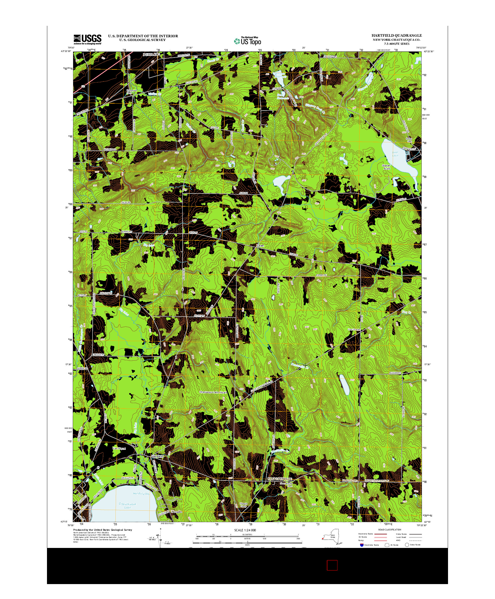 USGS US TOPO 7.5-MINUTE MAP FOR HARTFIELD, NY 2013