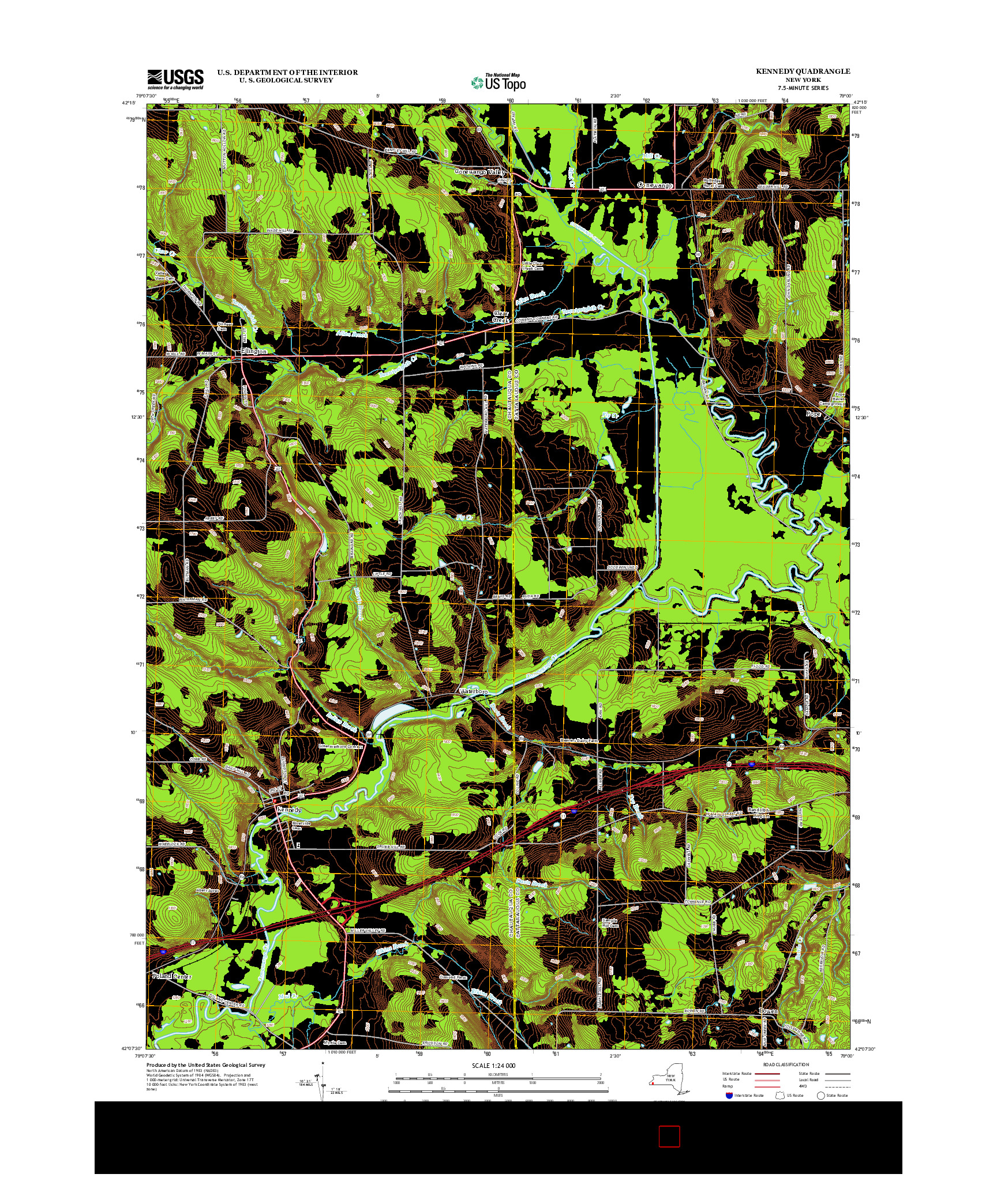 USGS US TOPO 7.5-MINUTE MAP FOR KENNEDY, NY 2013