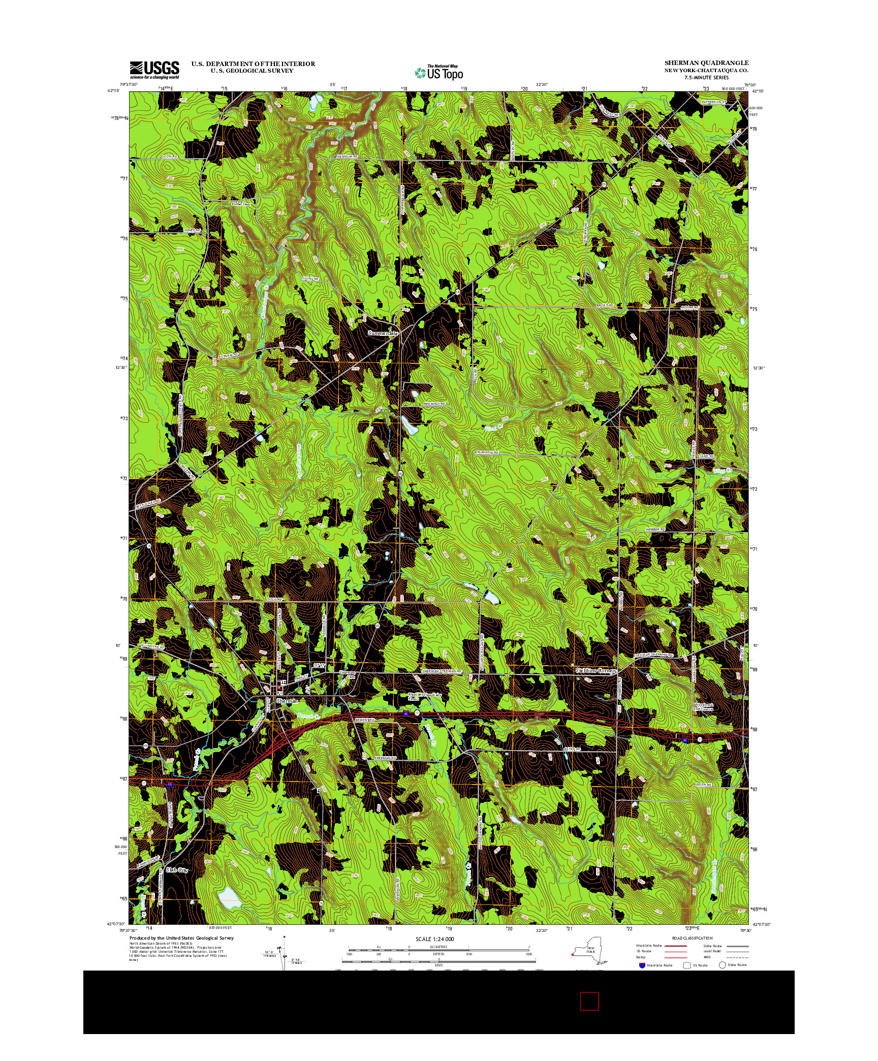 USGS US TOPO 7.5-MINUTE MAP FOR SHERMAN, NY 2013