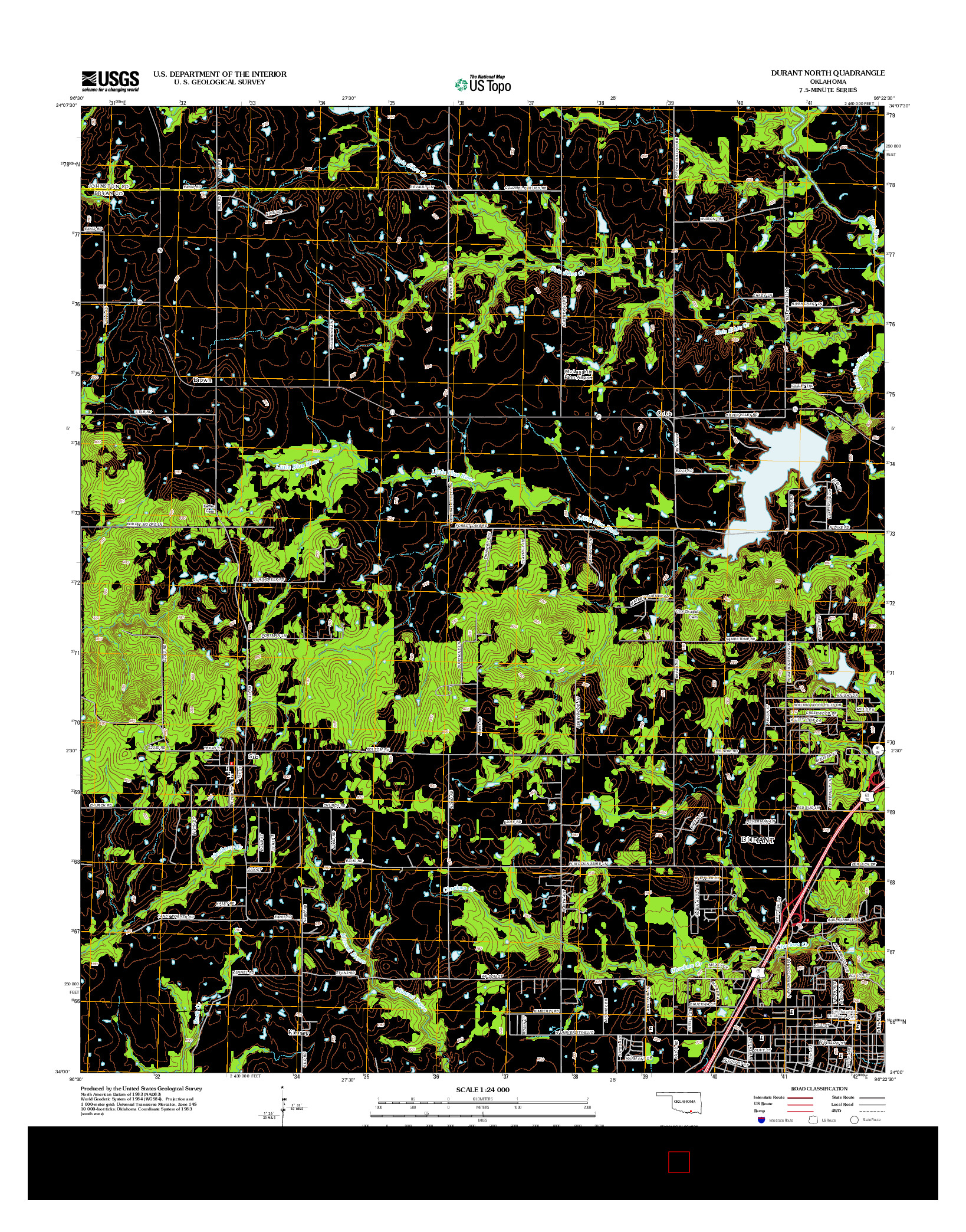 USGS US TOPO 7.5-MINUTE MAP FOR DURANT NORTH, OK 2013