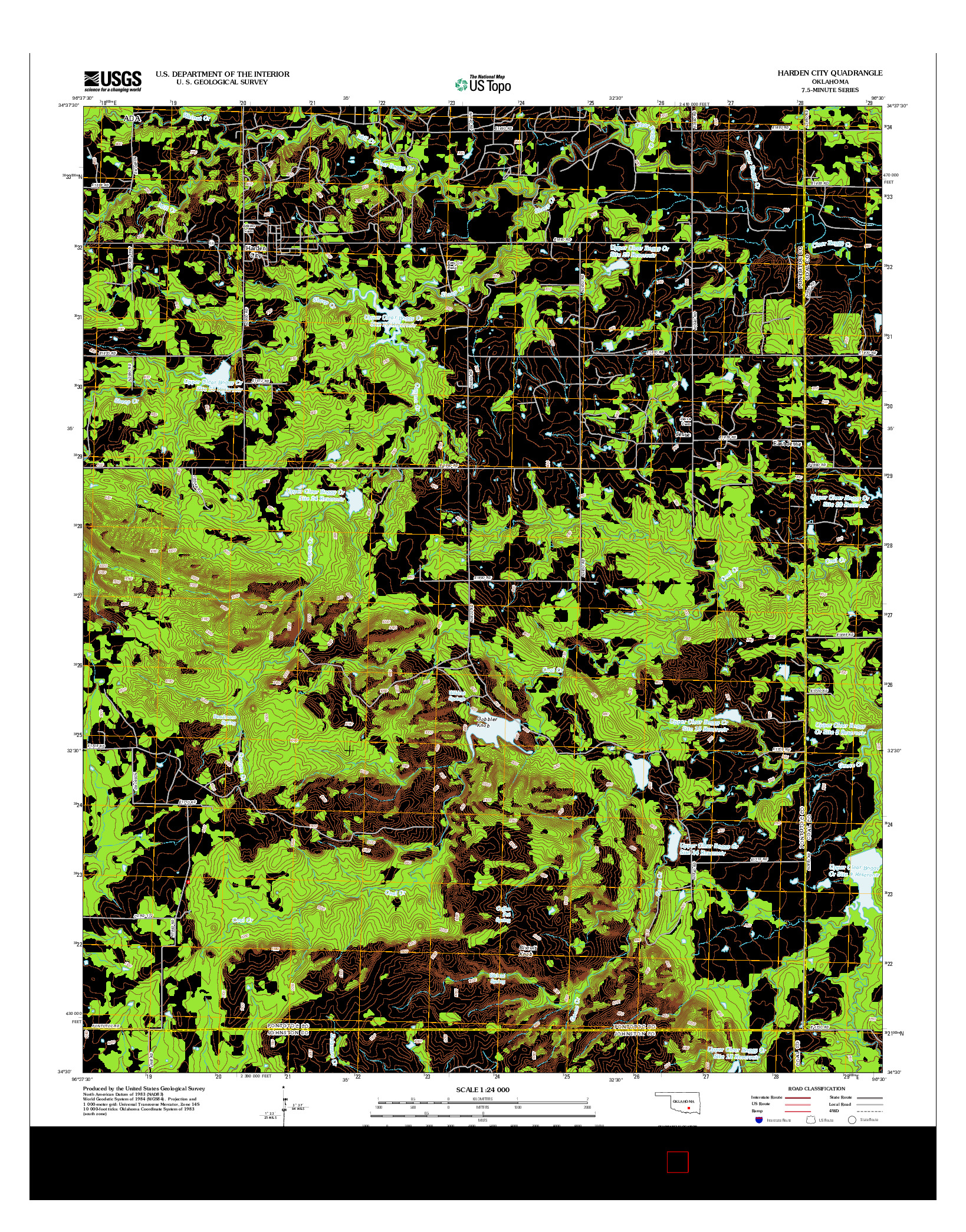 USGS US TOPO 7.5-MINUTE MAP FOR HARDEN CITY, OK 2013