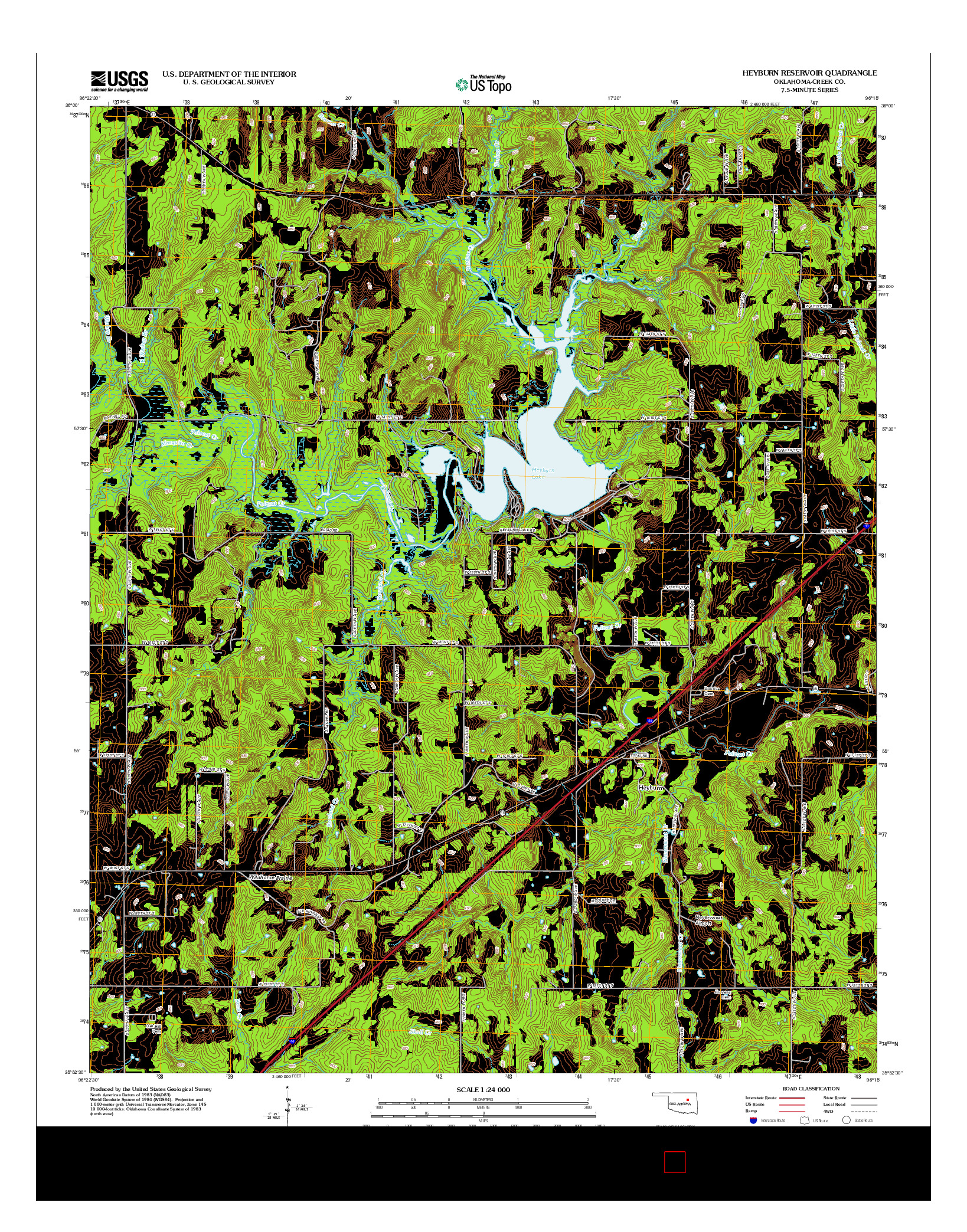 USGS US TOPO 7.5-MINUTE MAP FOR HEYBURN RESERVOIR, OK 2013