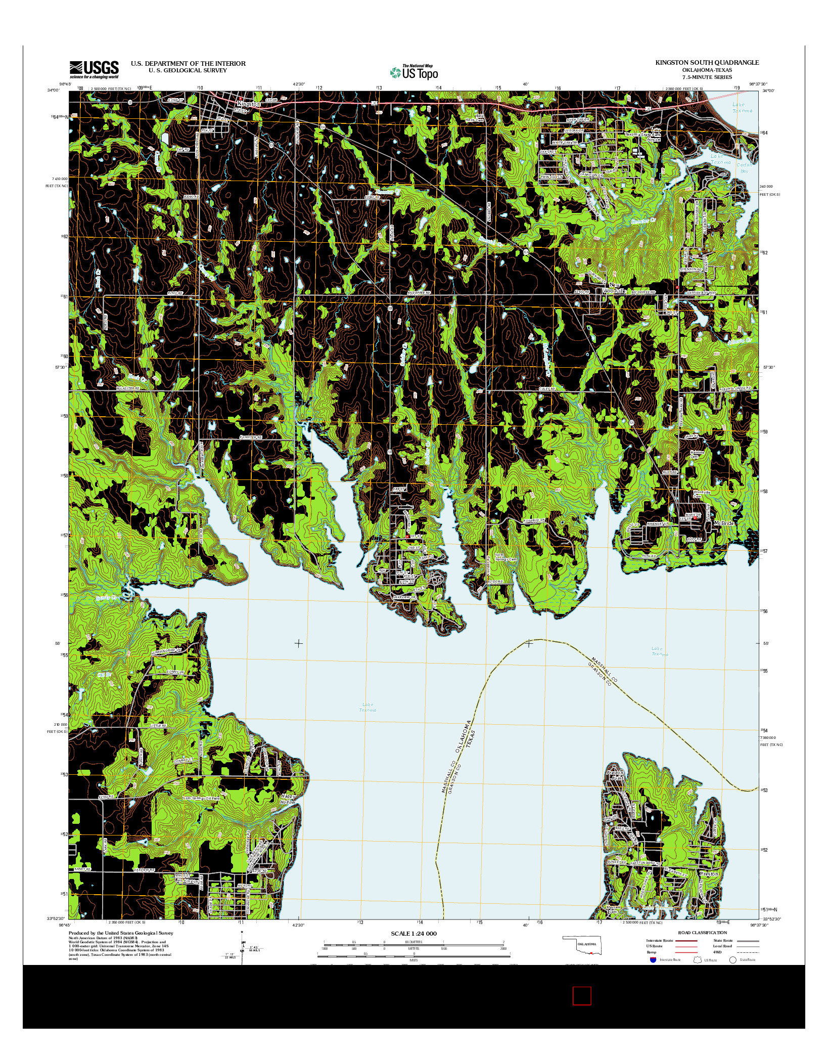 USGS US TOPO 7.5-MINUTE MAP FOR KINGSTON SOUTH, OK-TX 2013