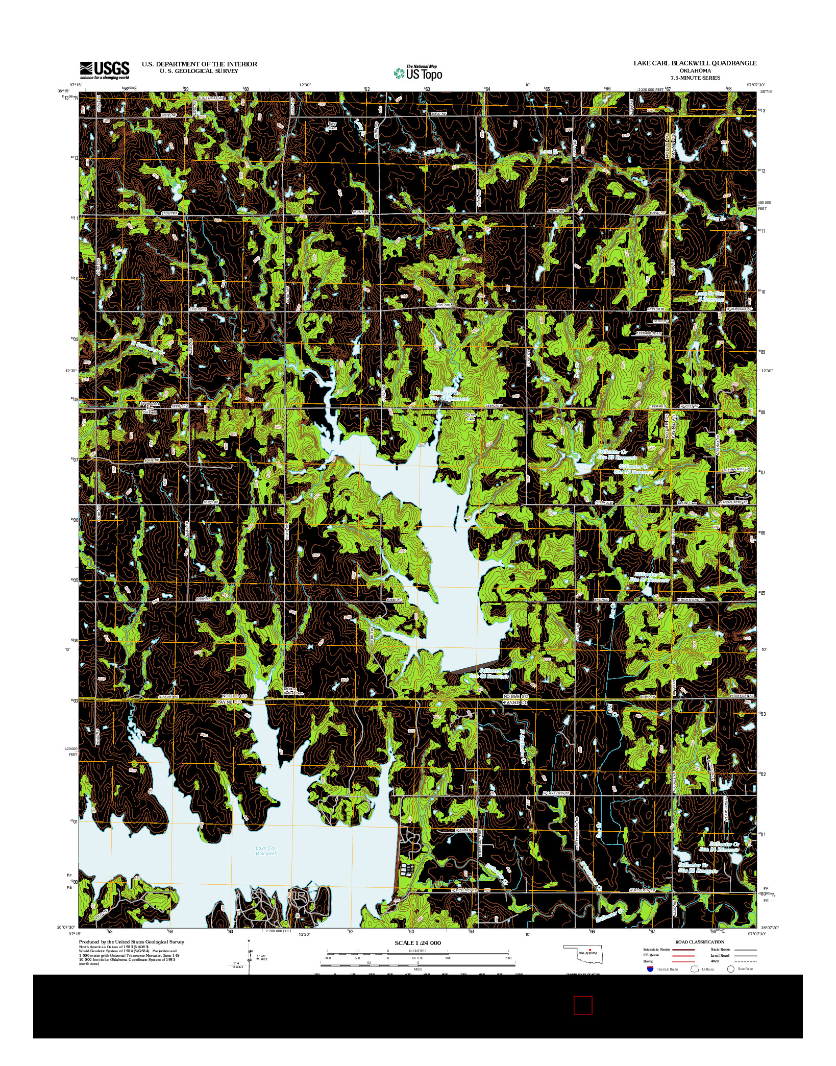 USGS US TOPO 7.5-MINUTE MAP FOR LAKE CARL BLACKWELL, OK 2013