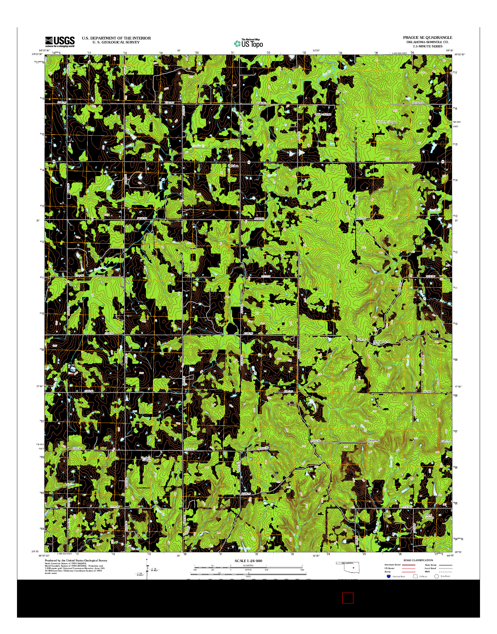 USGS US TOPO 7.5-MINUTE MAP FOR PRAGUE SE, OK 2013