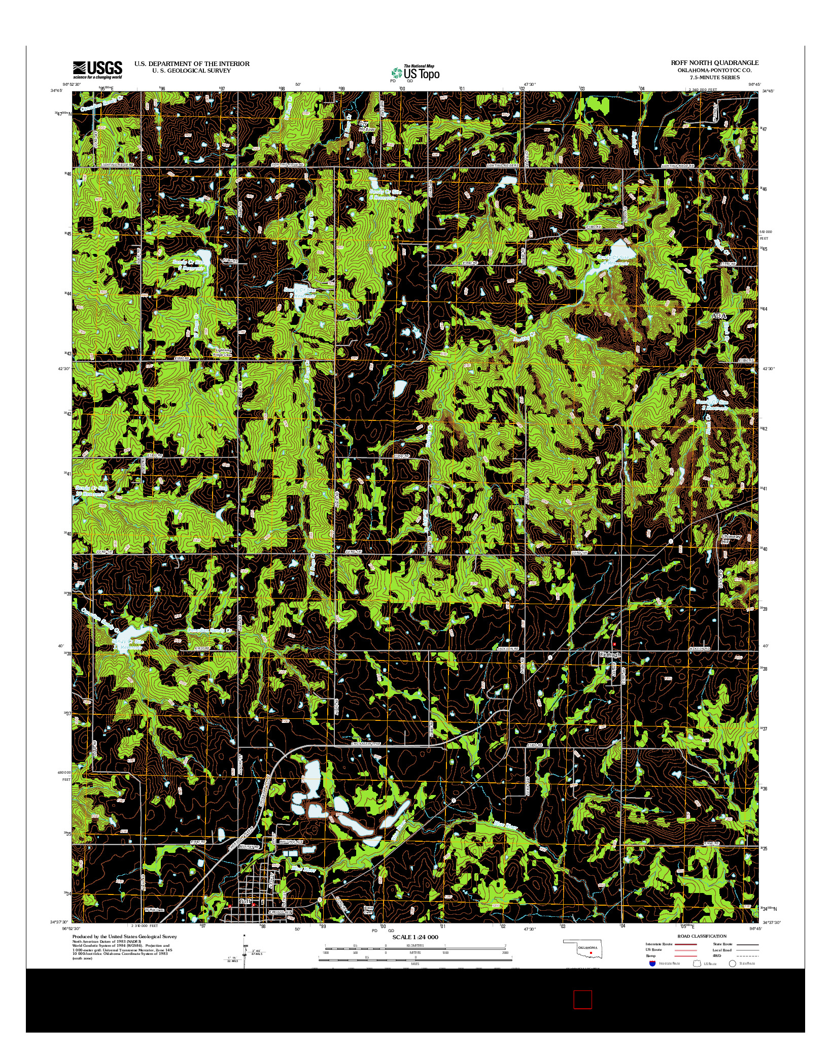 USGS US TOPO 7.5-MINUTE MAP FOR ROFF NORTH, OK 2013