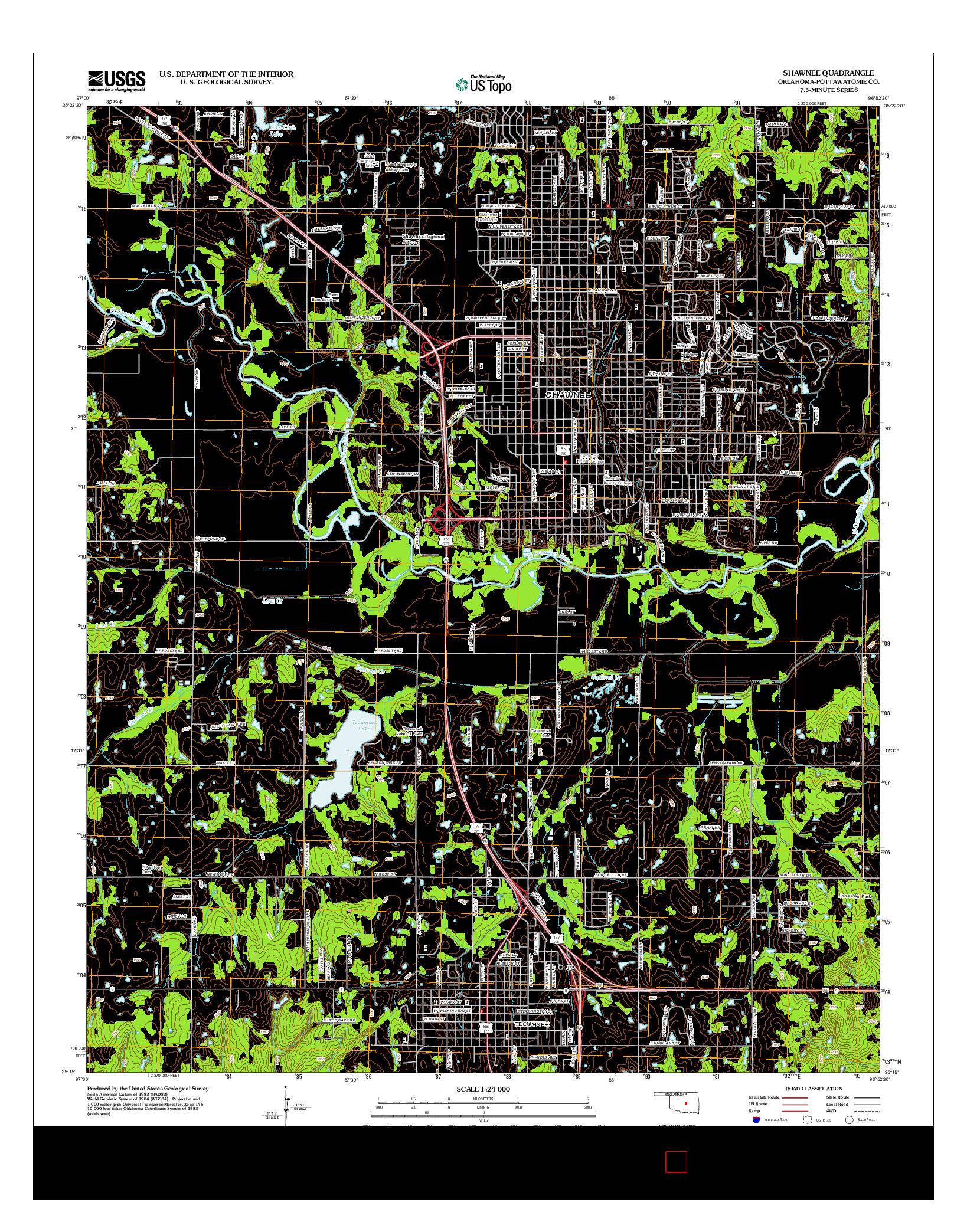 USGS US TOPO 7.5-MINUTE MAP FOR SHAWNEE, OK 2013