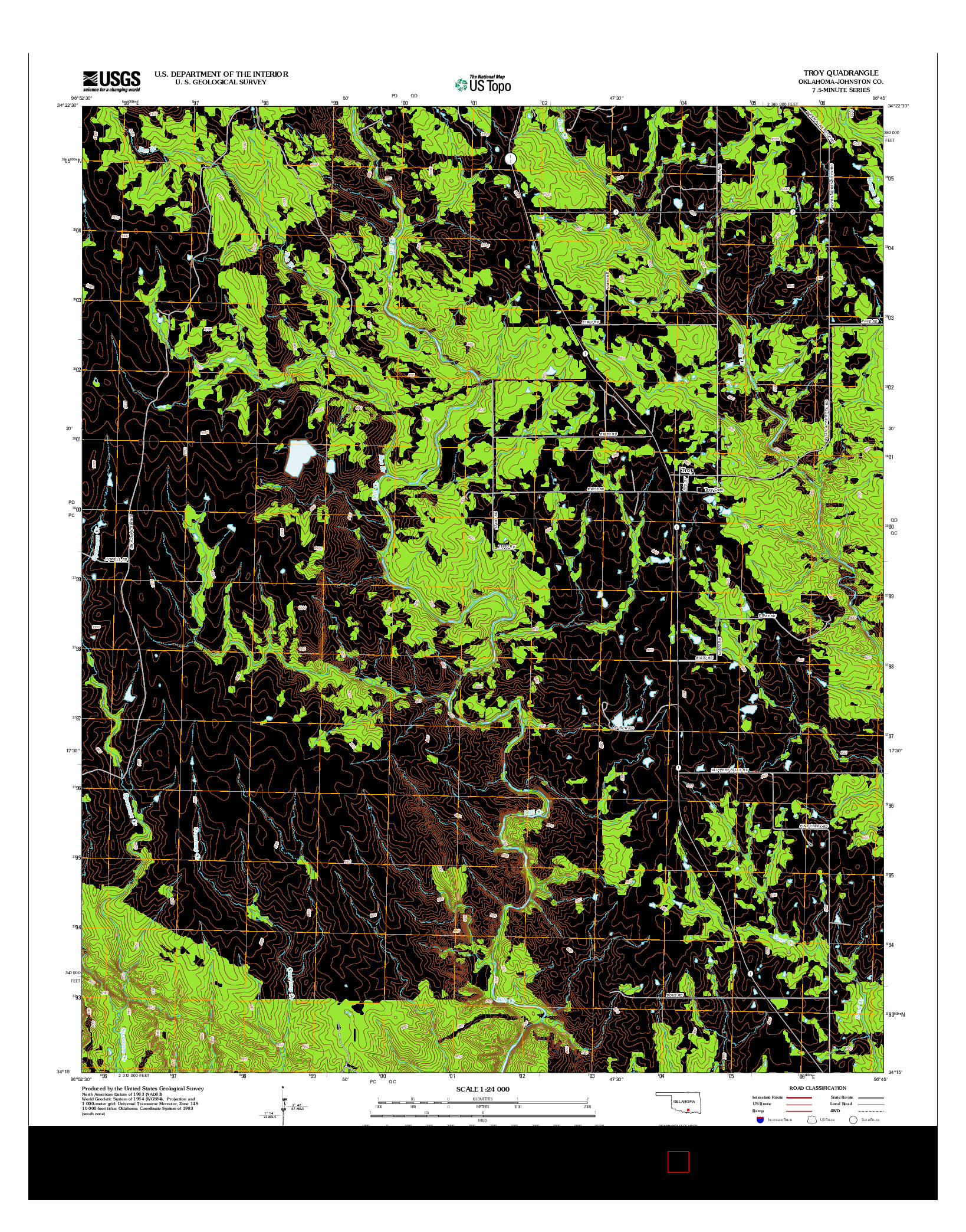 USGS US TOPO 7.5-MINUTE MAP FOR TROY, OK 2013