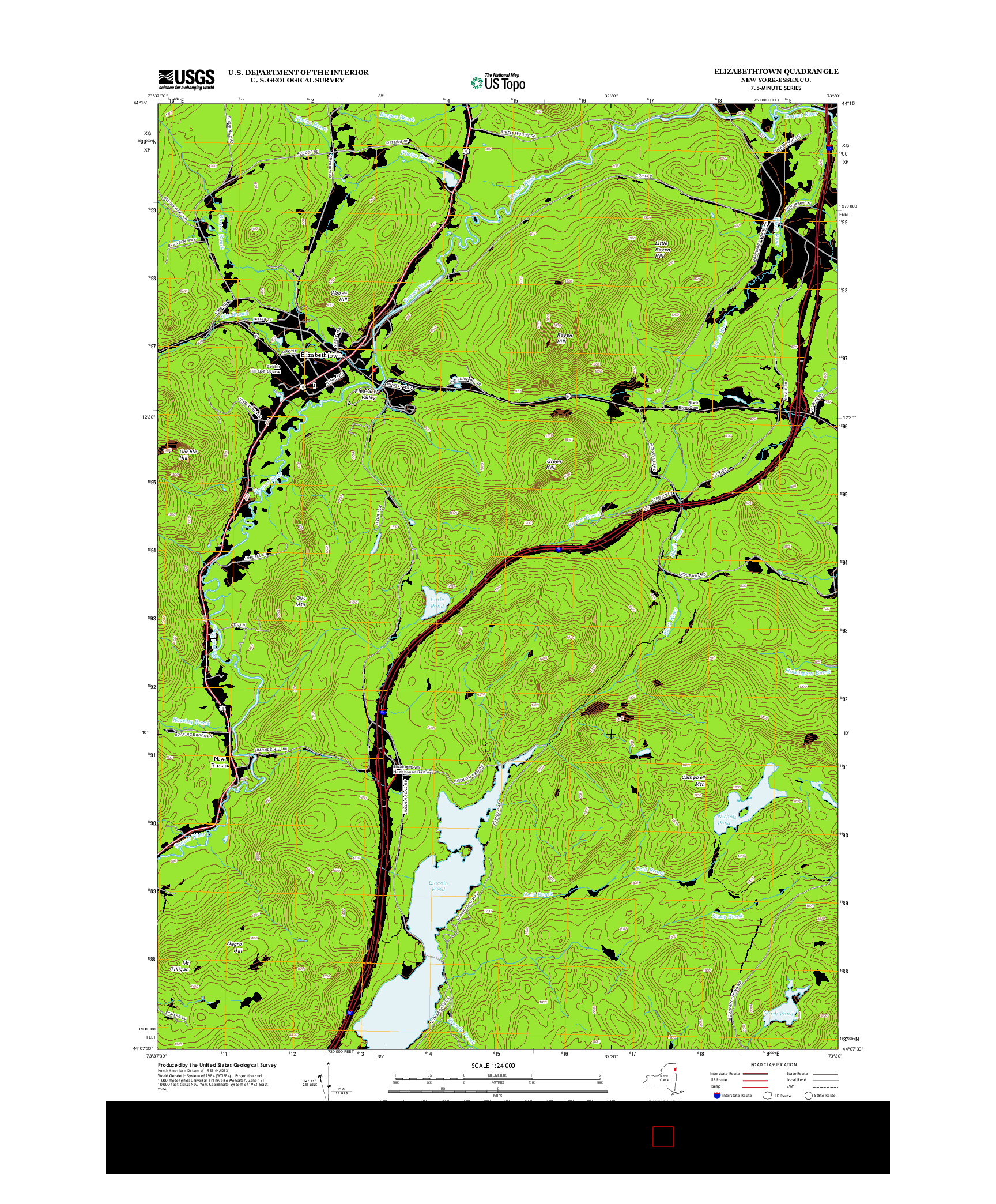USGS US TOPO 7.5-MINUTE MAP FOR ELIZABETHTOWN, NY 2013
