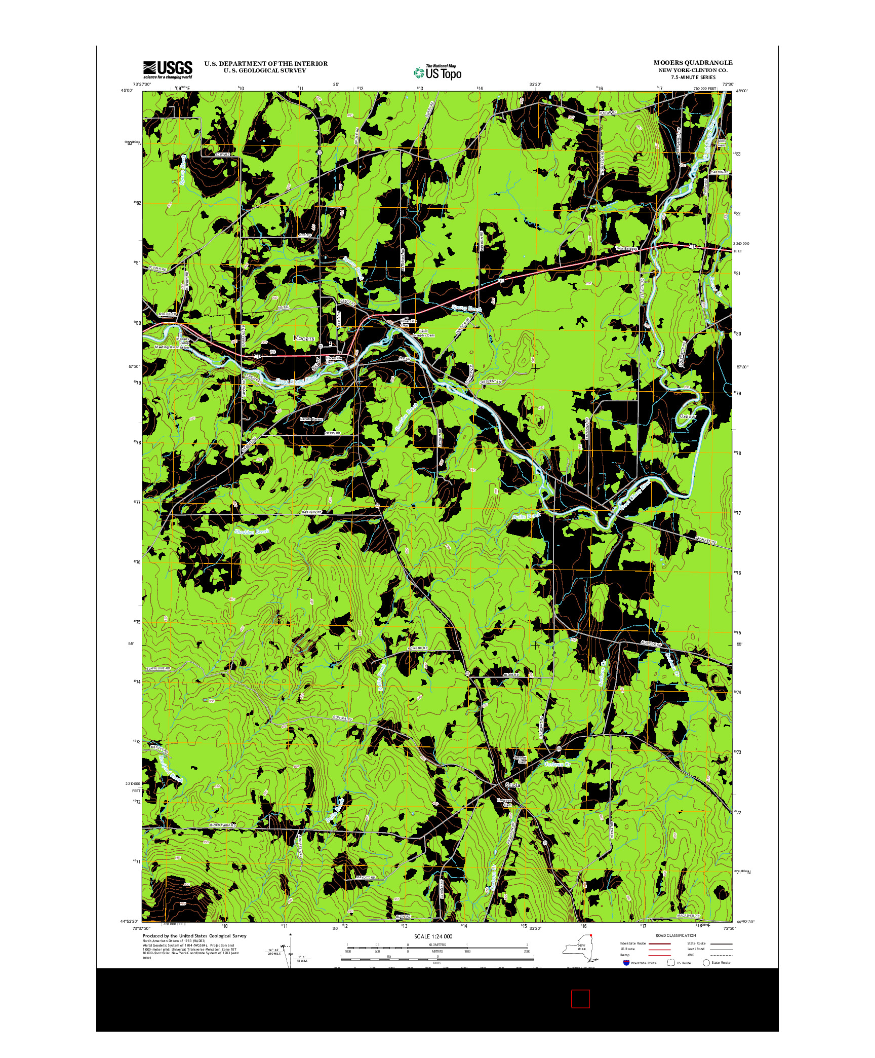 USGS US TOPO 7.5-MINUTE MAP FOR MOOERS, NY 2013