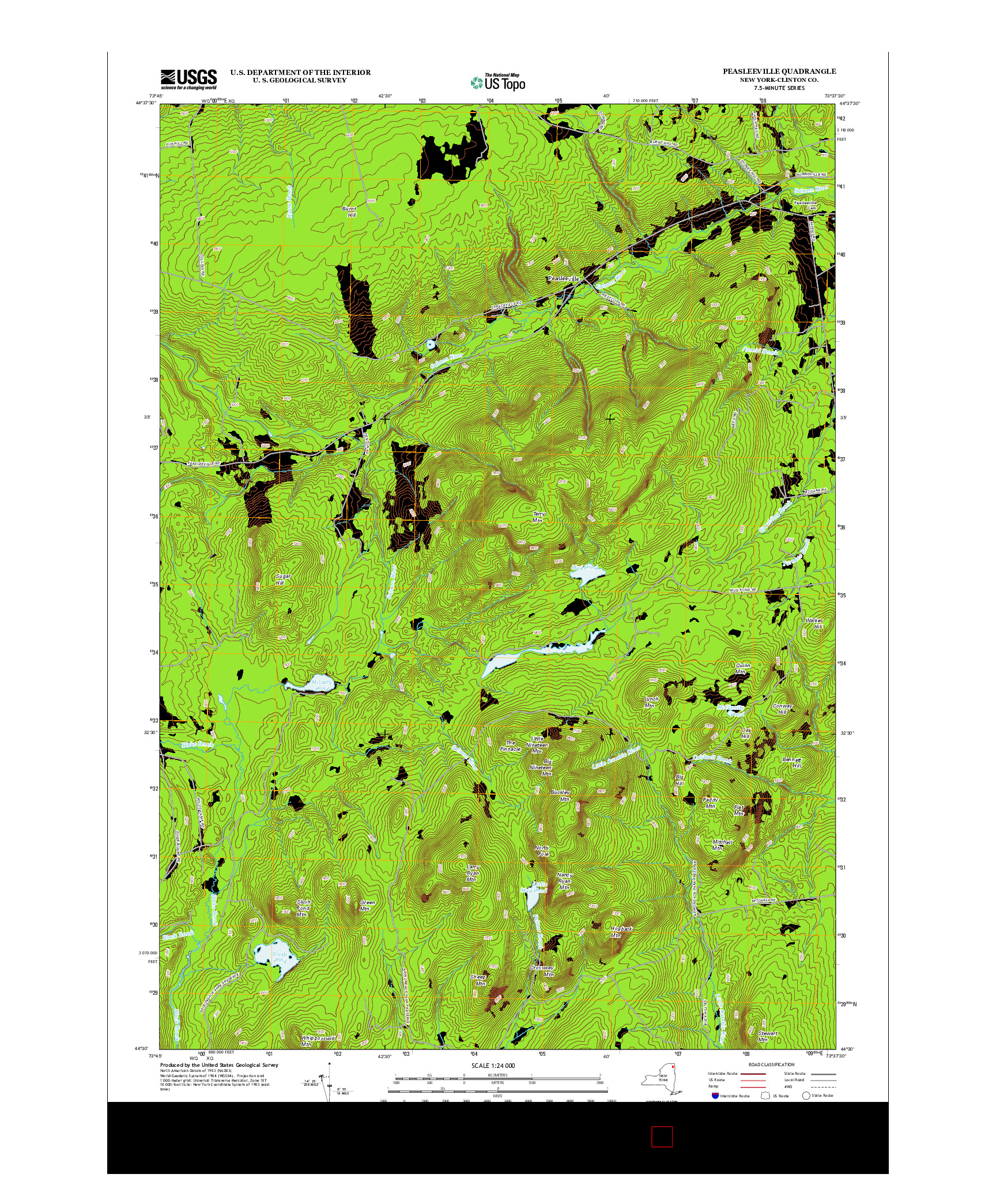 USGS US TOPO 7.5-MINUTE MAP FOR PEASLEEVILLE, NY 2013
