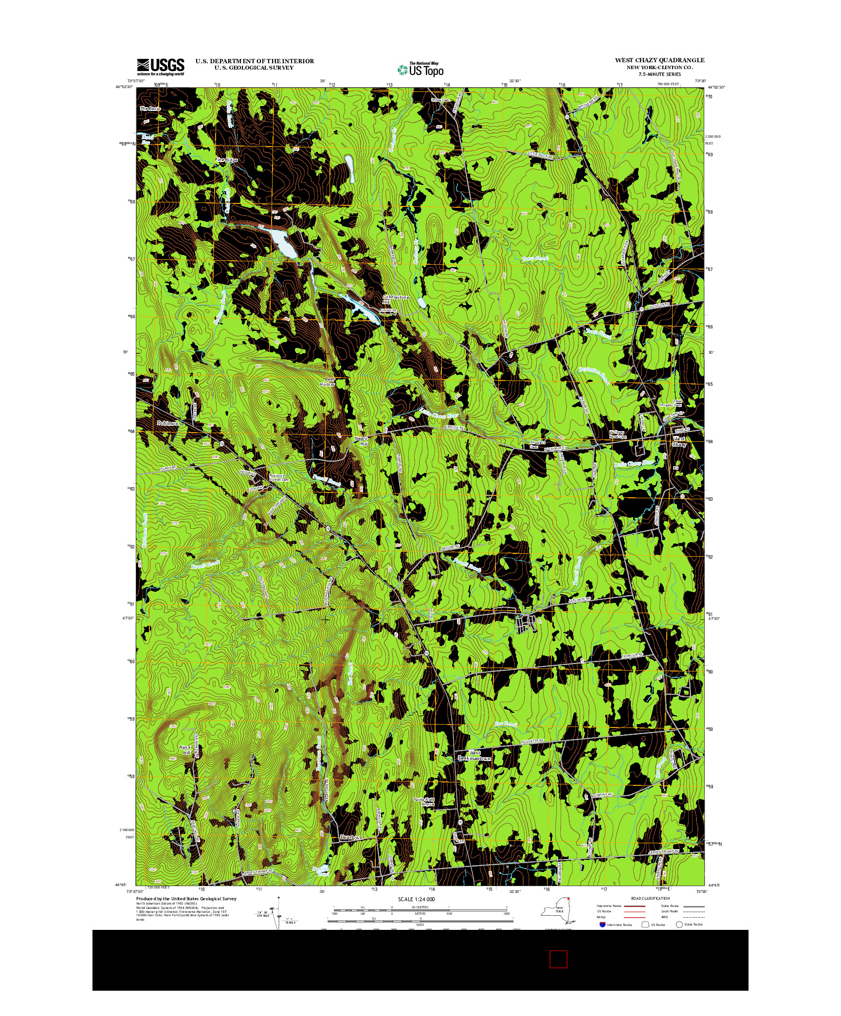 USGS US TOPO 7.5-MINUTE MAP FOR WEST CHAZY, NY 2013