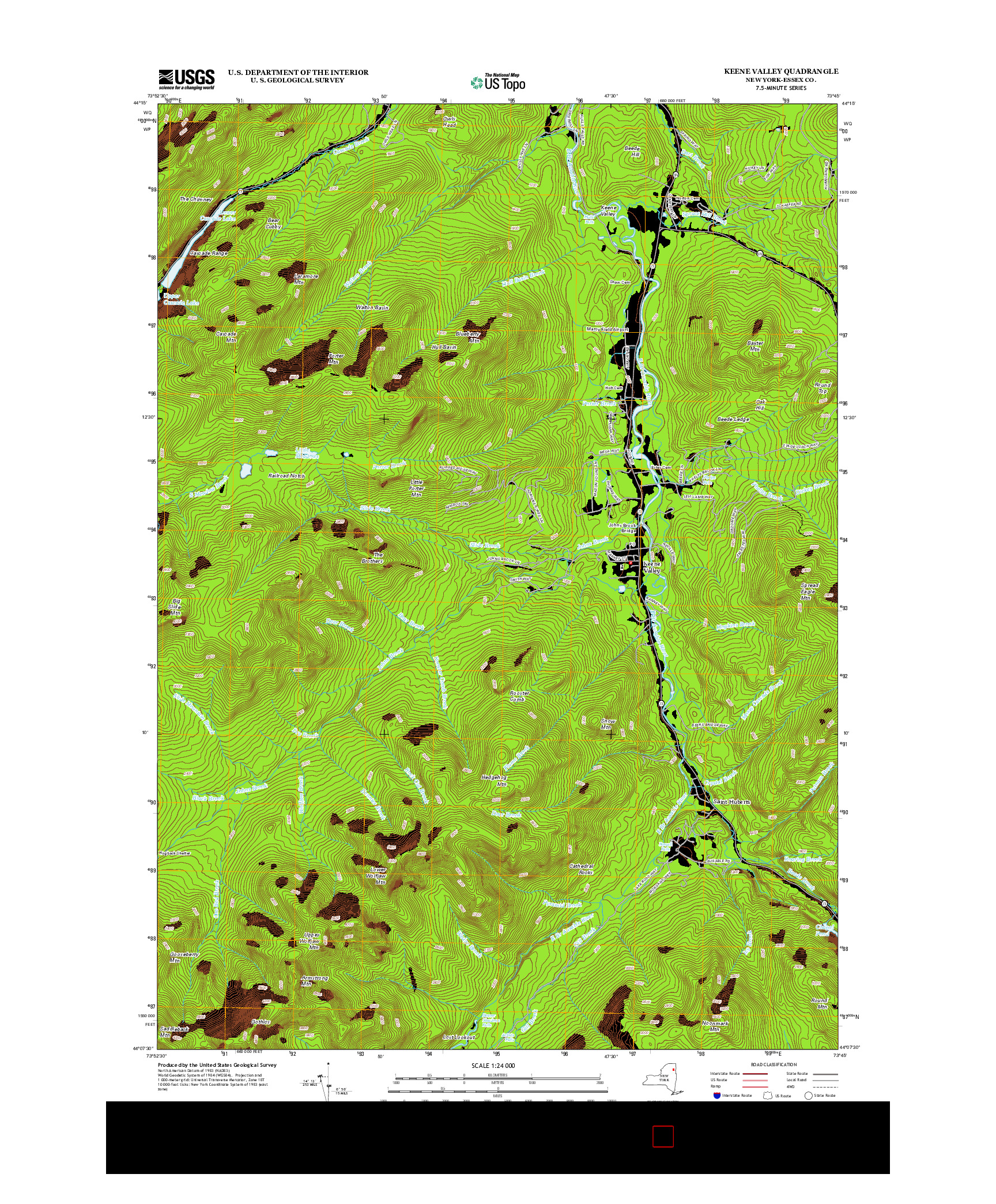 USGS US TOPO 7.5-MINUTE MAP FOR KEENE VALLEY, NY 2013