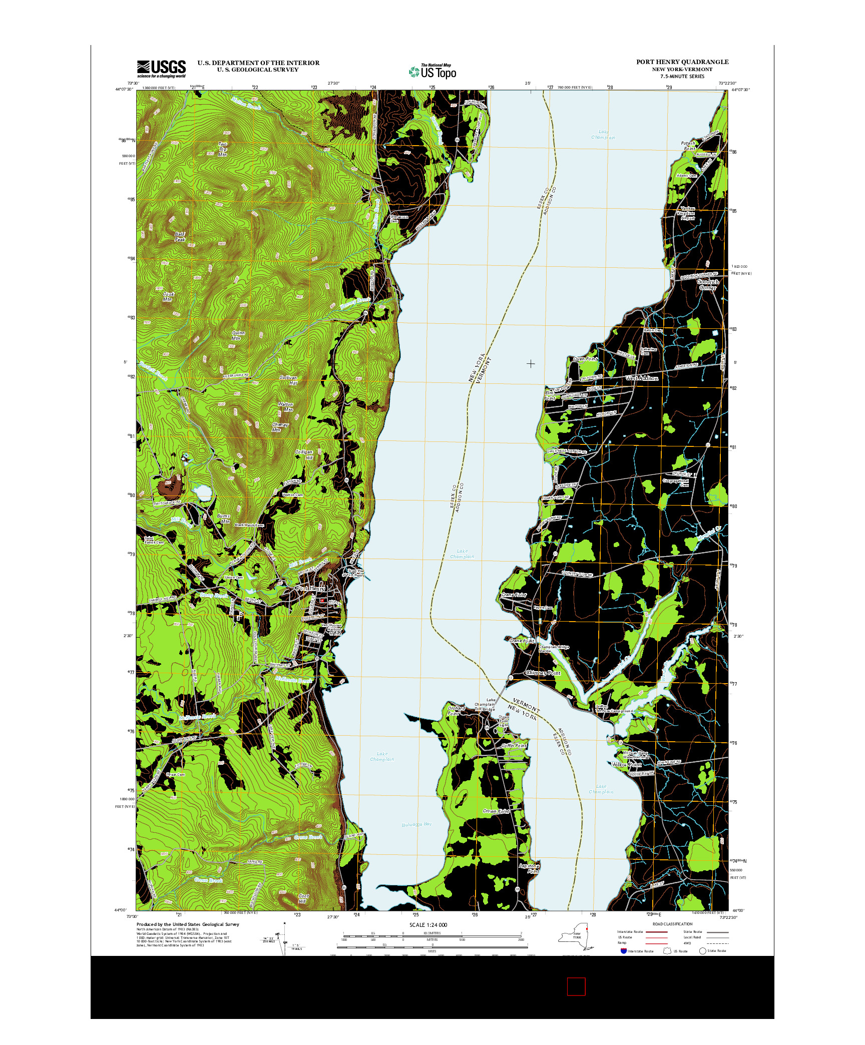 USGS US TOPO 7.5-MINUTE MAP FOR PORT HENRY, NY-VT 2013