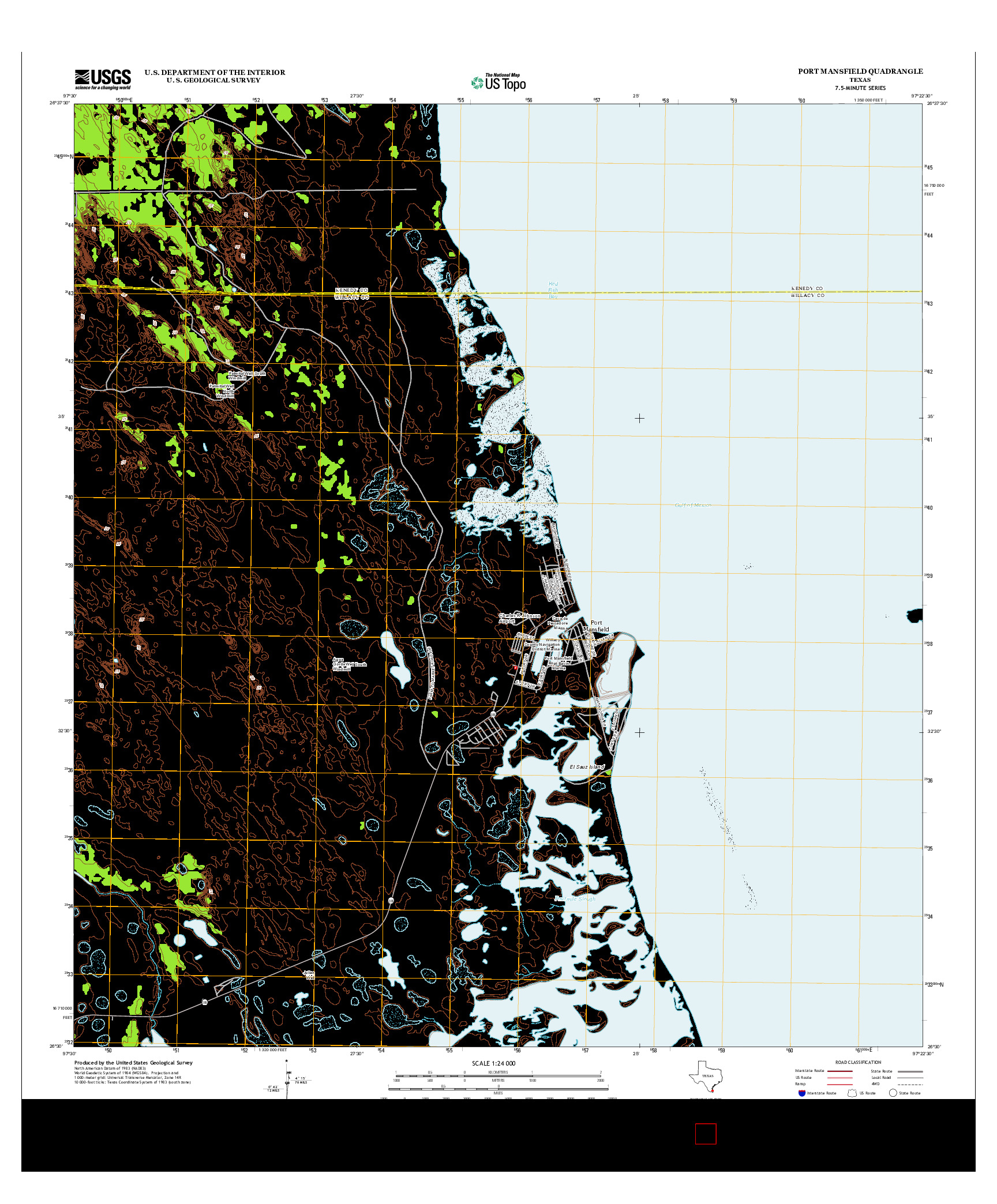 USGS US TOPO 7.5-MINUTE MAP FOR PORT MANSFIELD, TX 2013