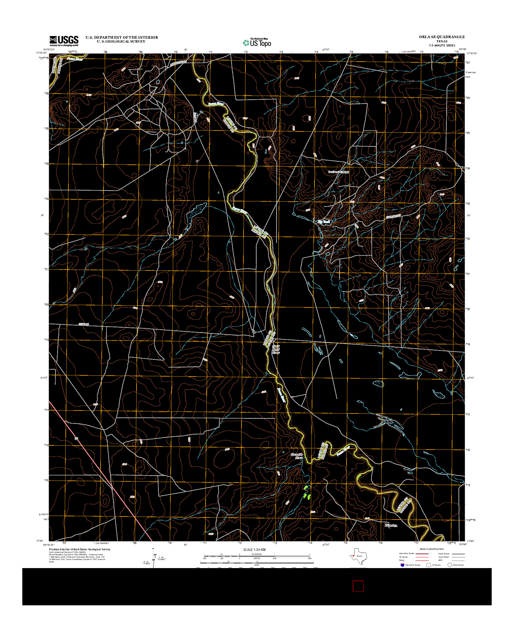 USGS US TOPO 7.5-MINUTE MAP FOR ORLA SE, TX 2013