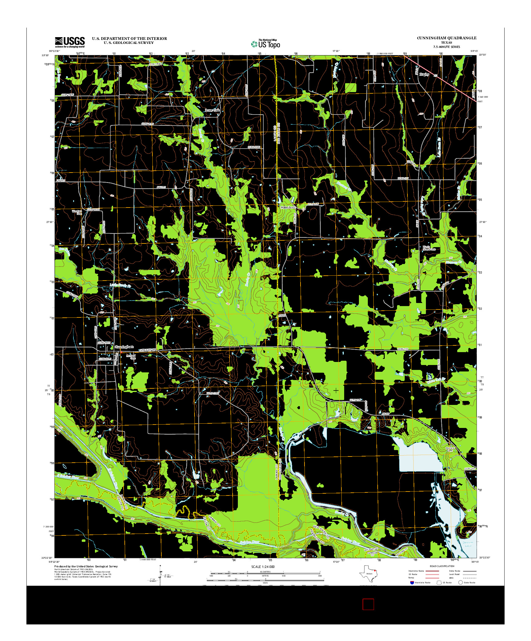 USGS US TOPO 7.5-MINUTE MAP FOR CUNNINGHAM, TX 2013