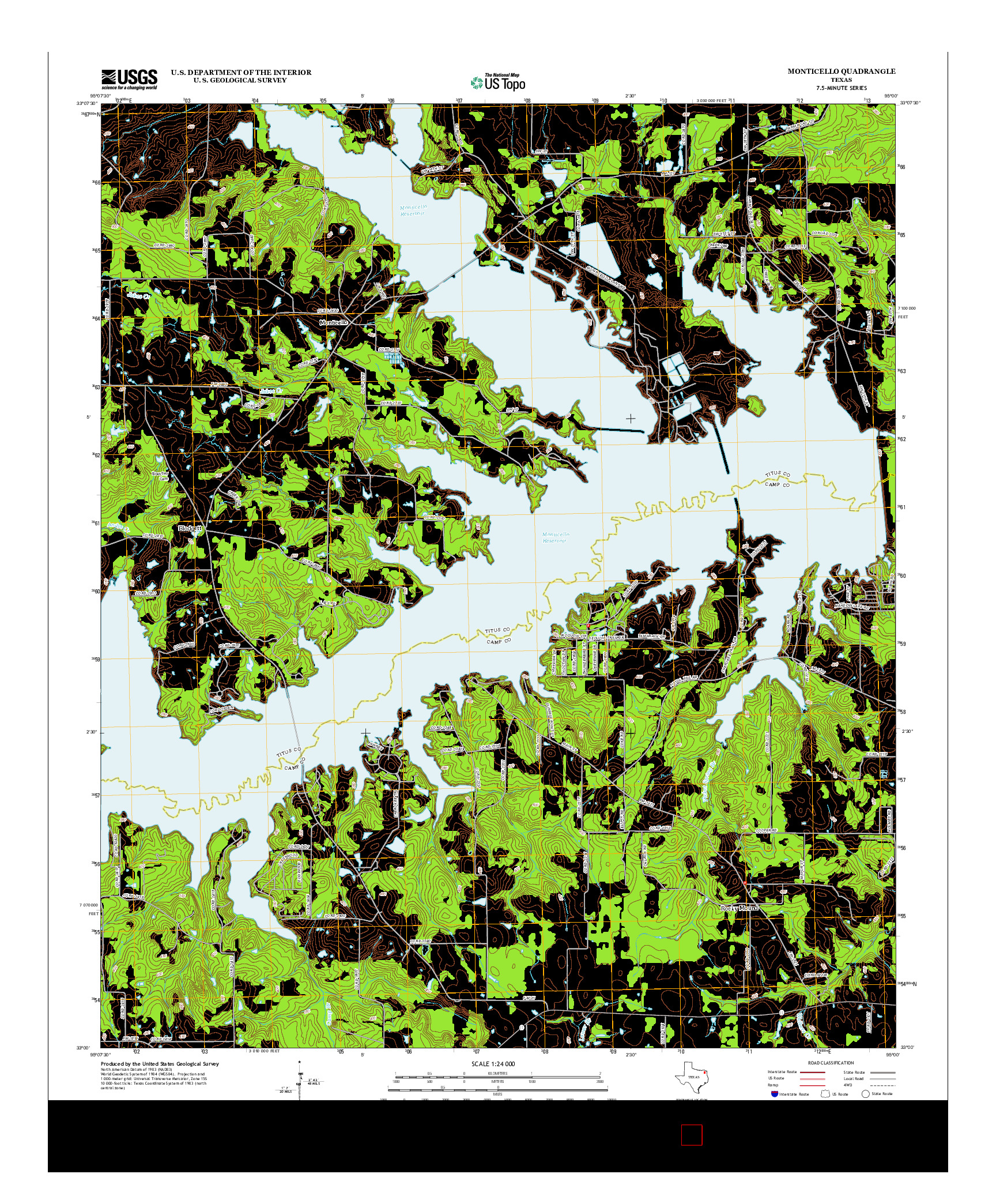 USGS US TOPO 7.5-MINUTE MAP FOR MONTICELLO, TX 2013